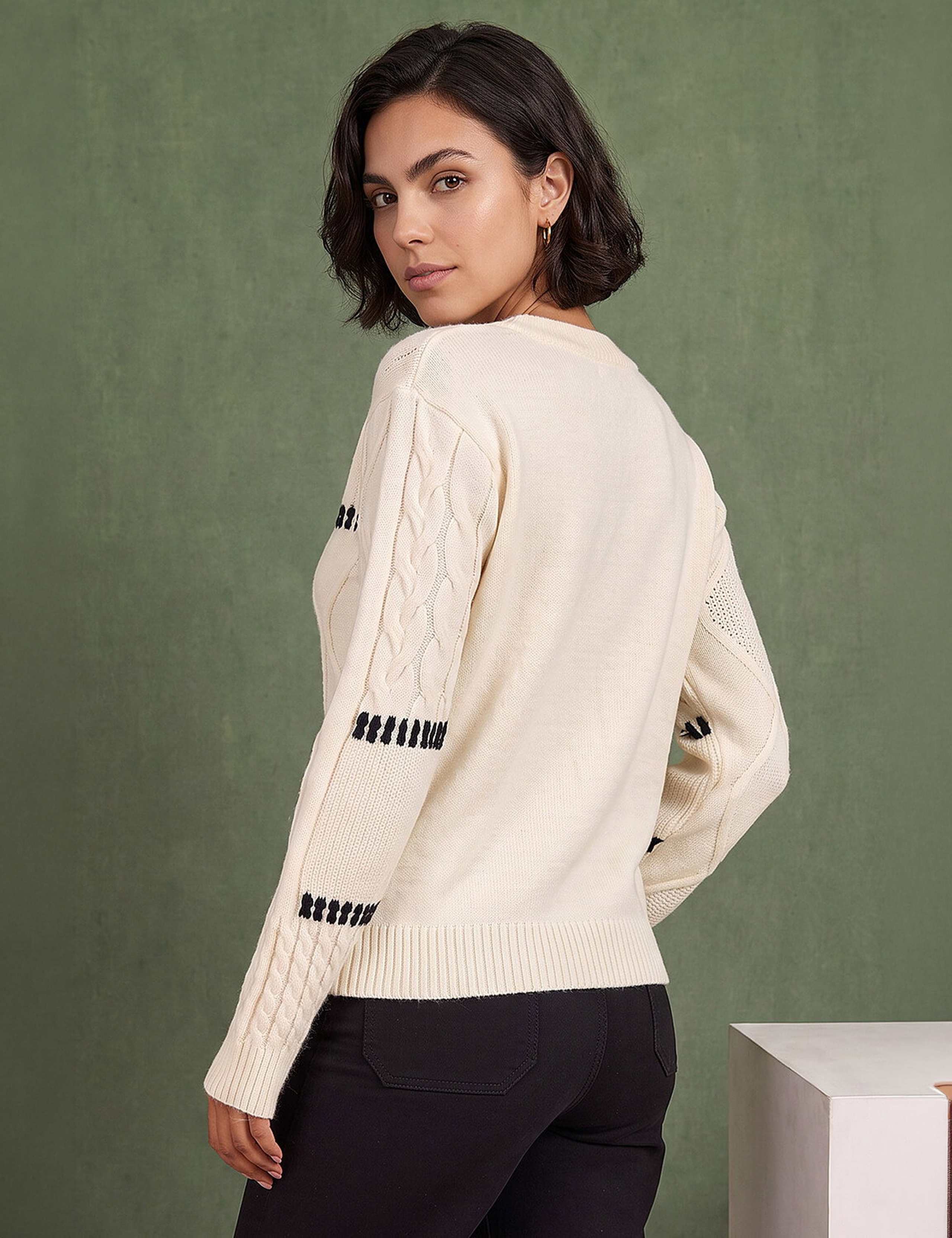 Crew Neck Textured Cable Knit Jumper 2 of 4