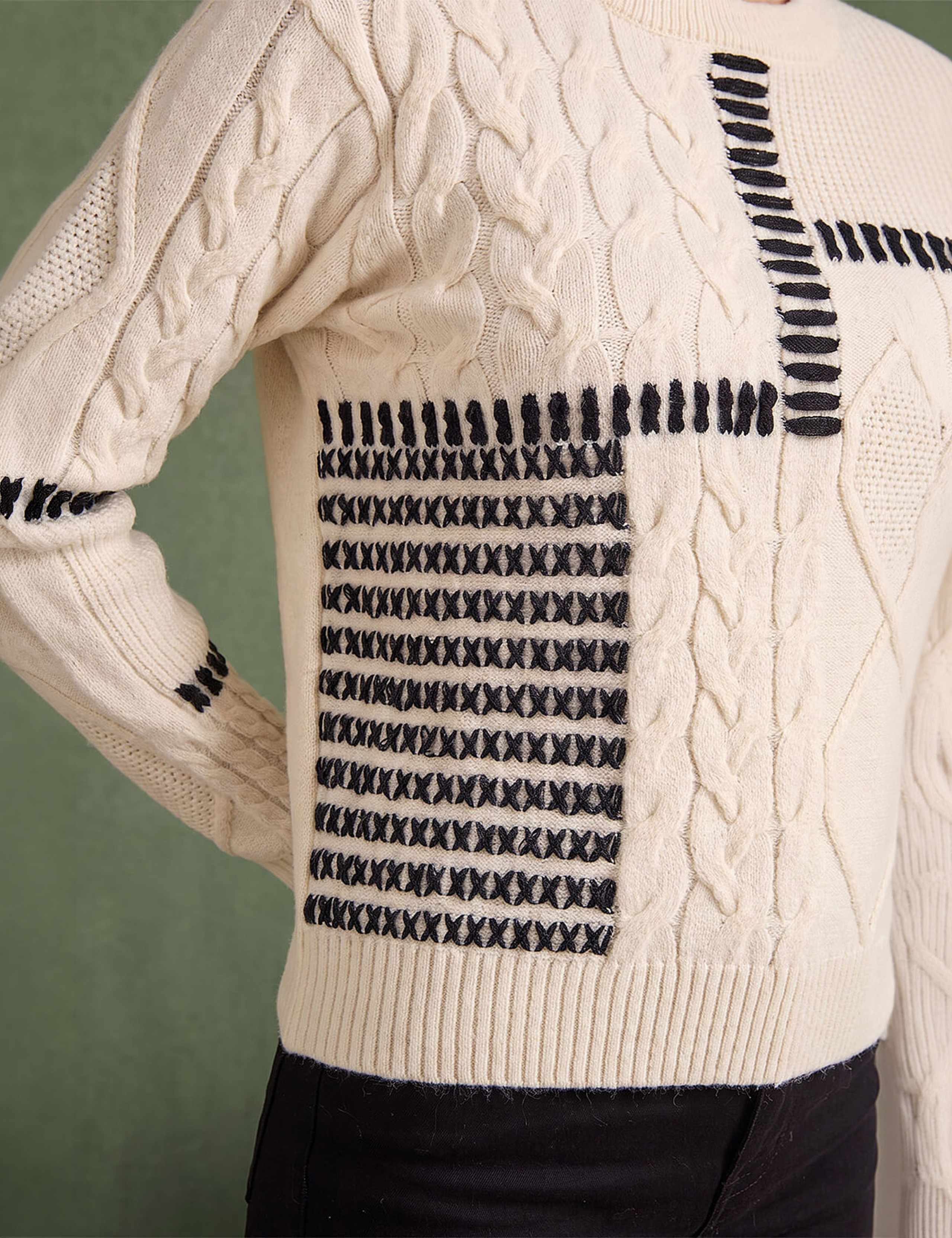 Crew Neck Textured Cable Knit Jumper 4 of 4