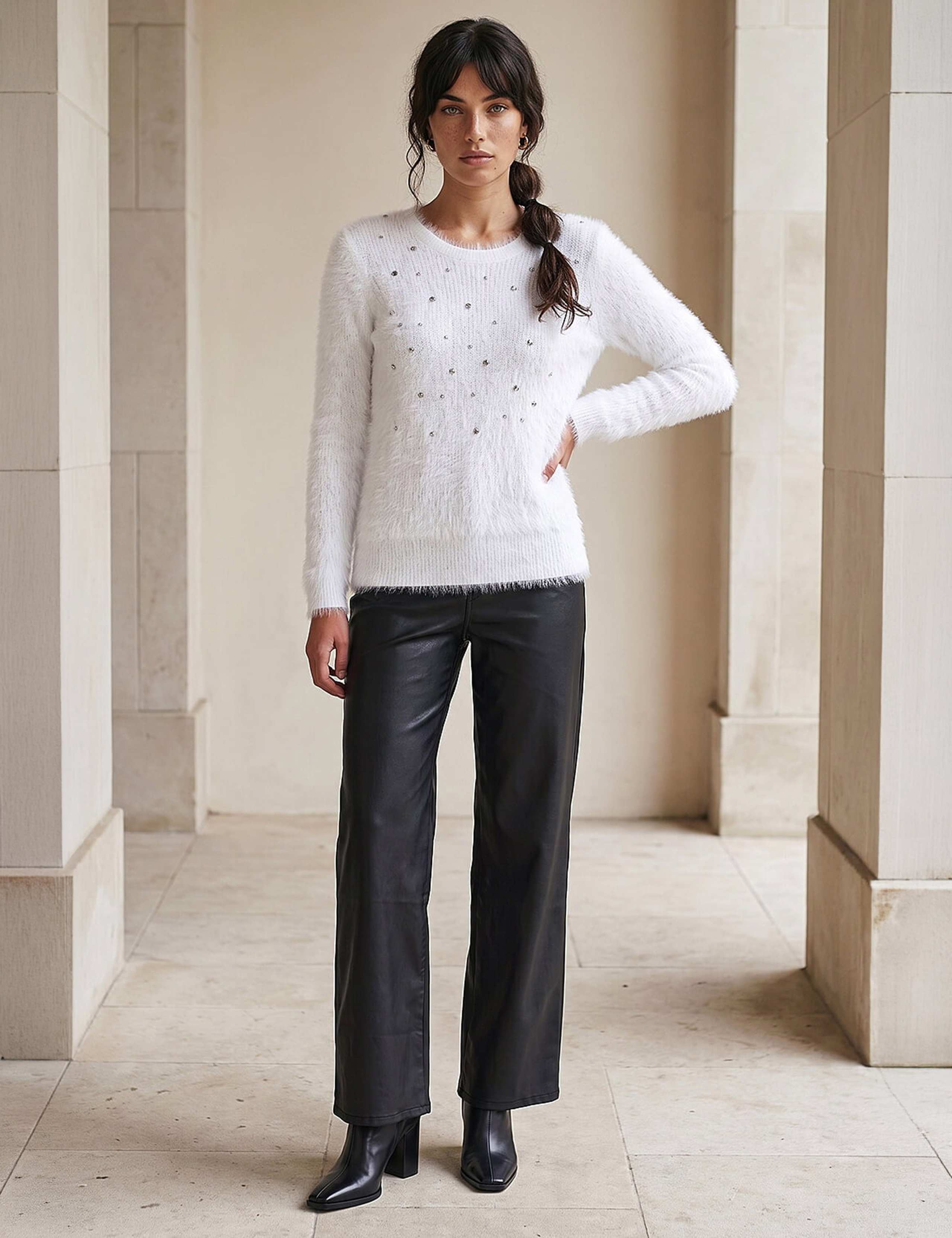 Embellished Fluffy Crew Neck Jumper 2 of 4