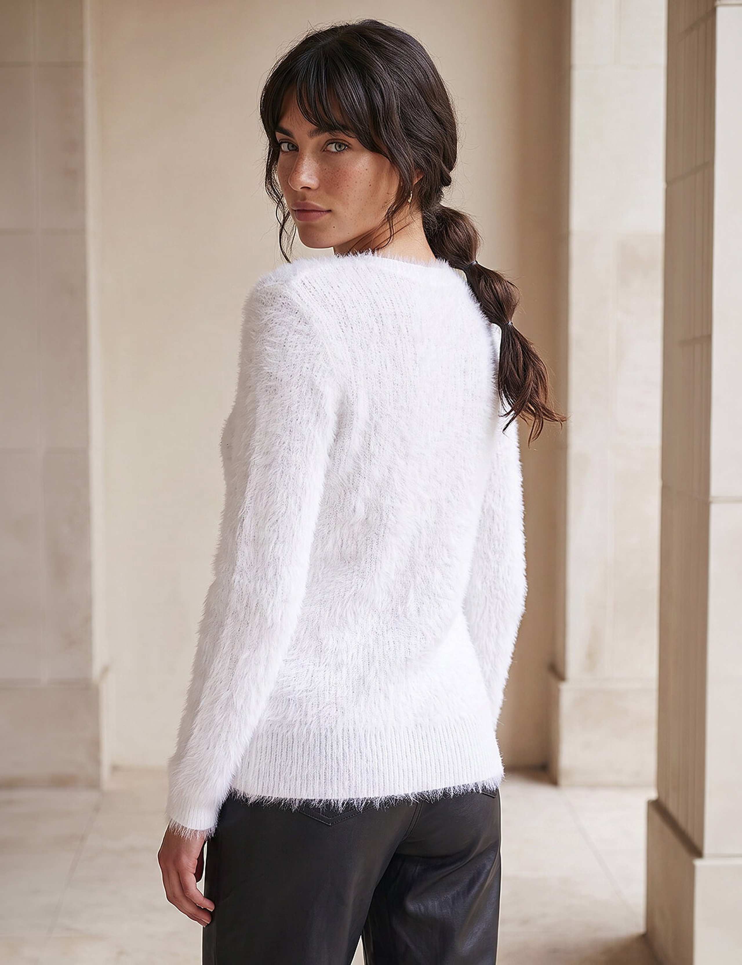 Embellished Fluffy Crew Neck Jumper 3 of 4