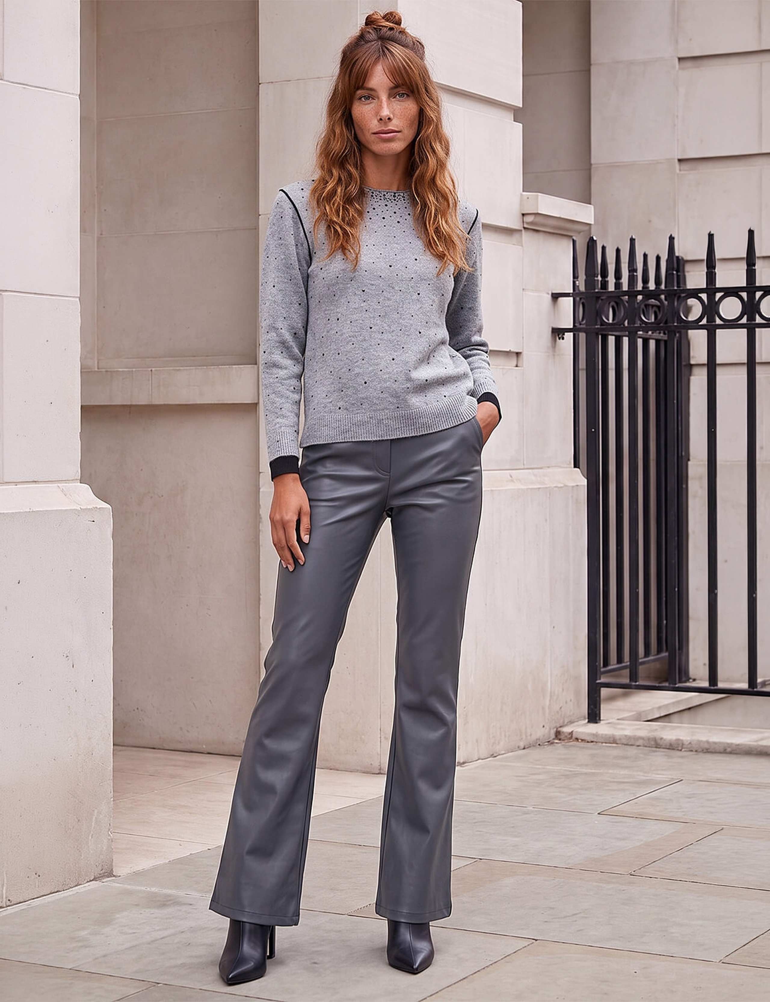 Embellished Contrast Trim Crew Neck Jumper 2 of 4