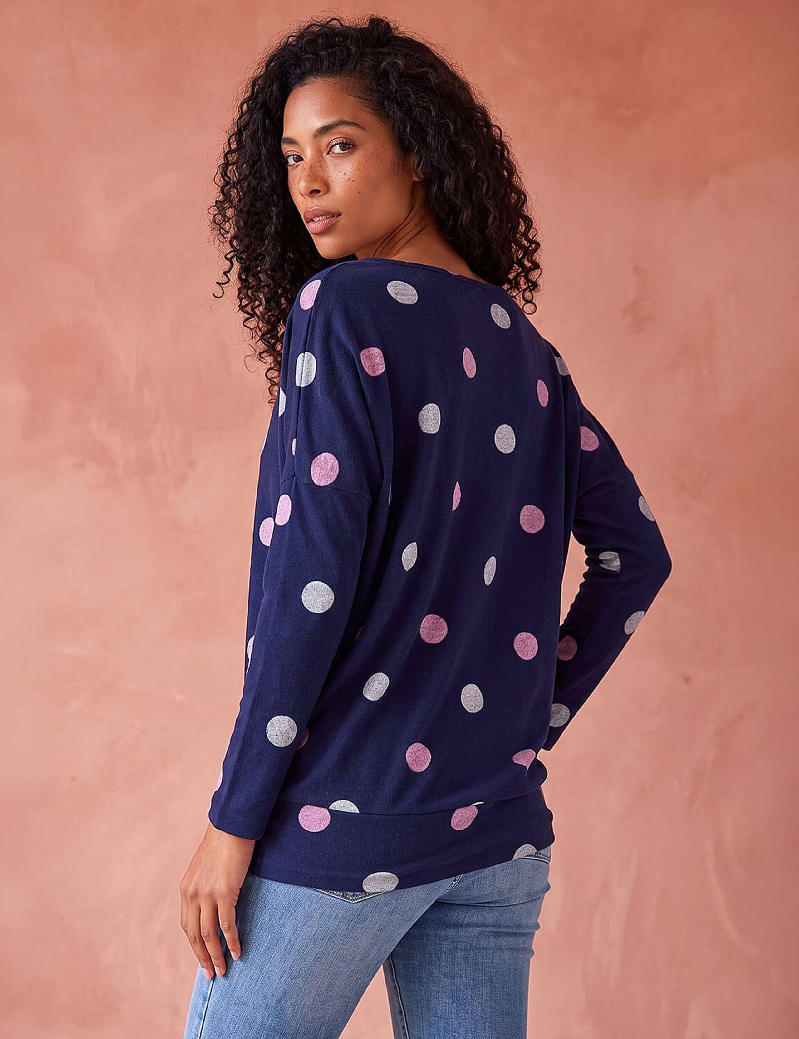 Spot Print Crew Neck Top 2 of 4