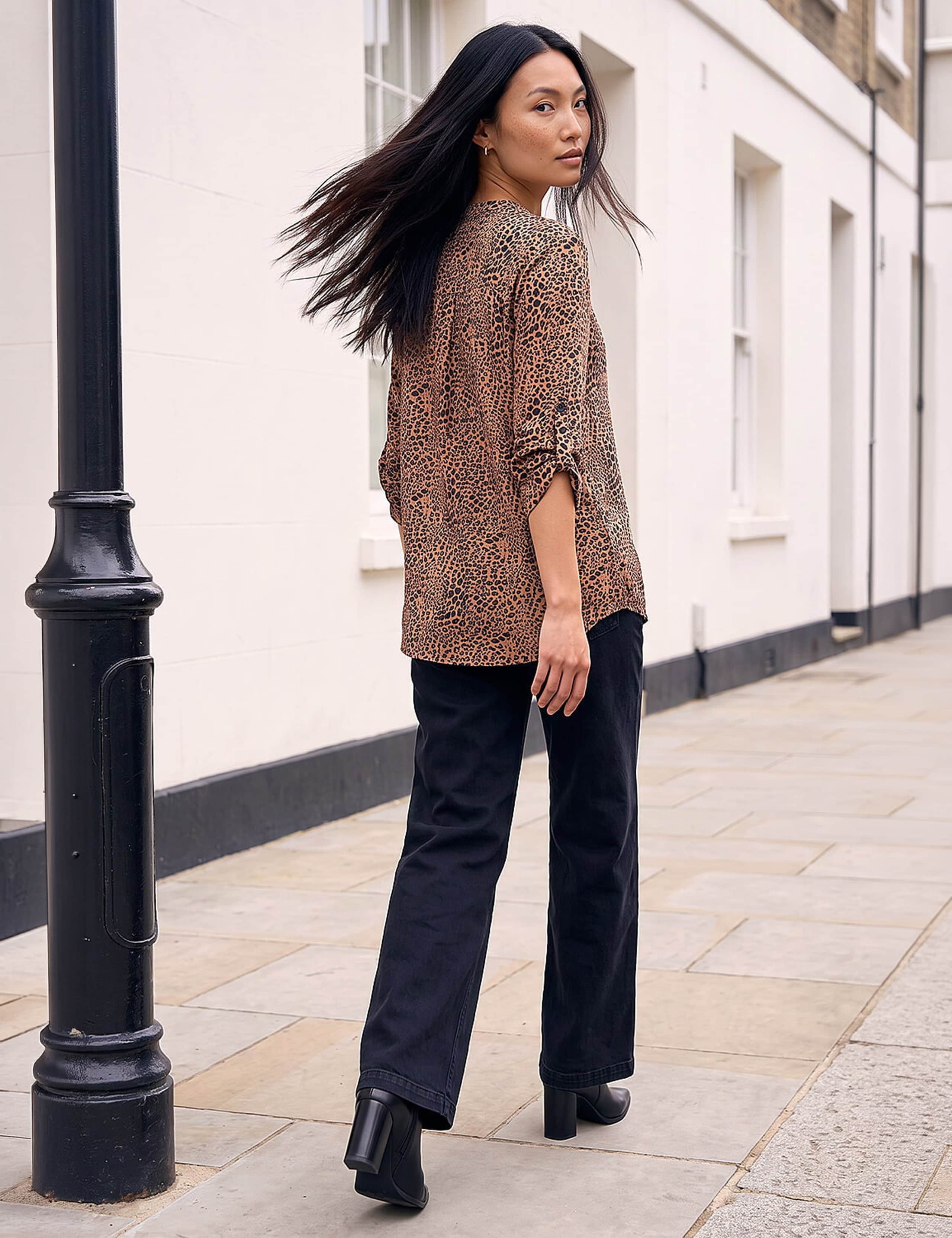 Animal Print V-Neck Popover Blouse 3 of 4