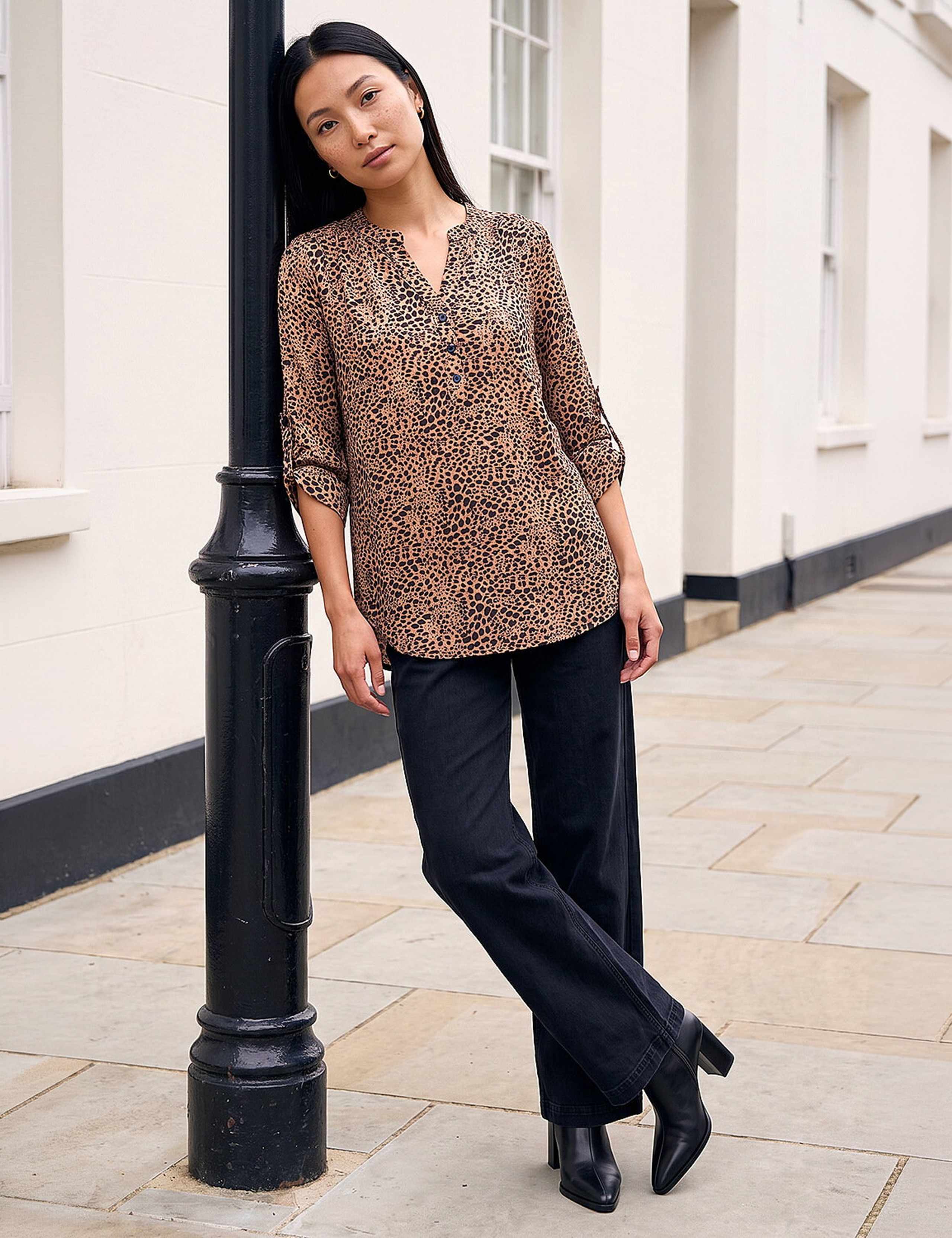 Animal Print V-Neck Popover Blouse 4 of 4