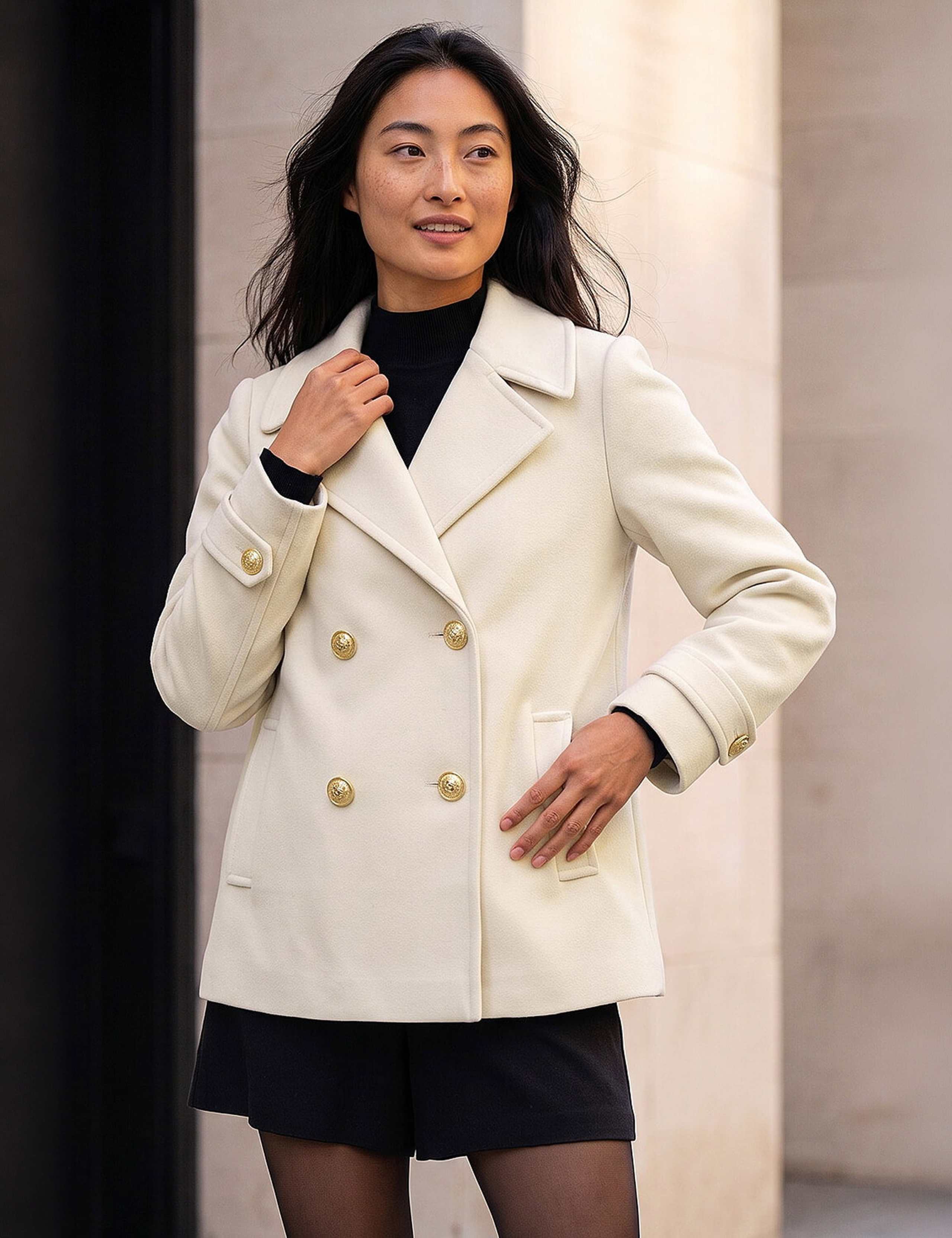 Petite Double Breasted Pea Coat 1 of 4
