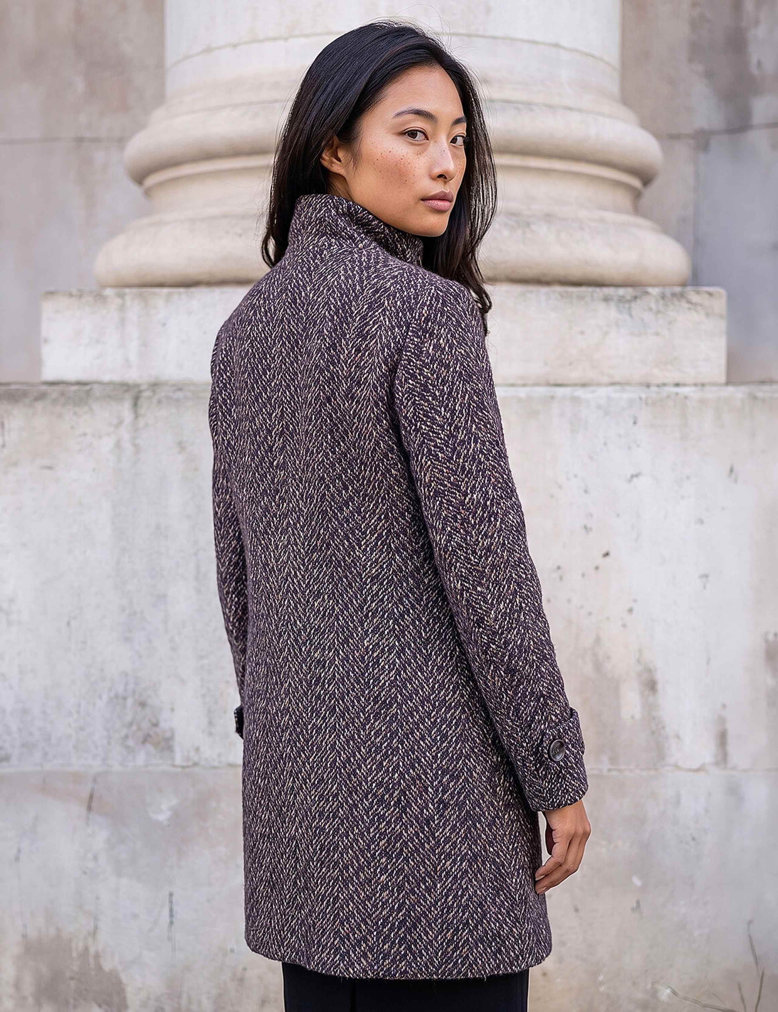 Petite Double Breasted Funnel Neck Pea Coat 2 of 4