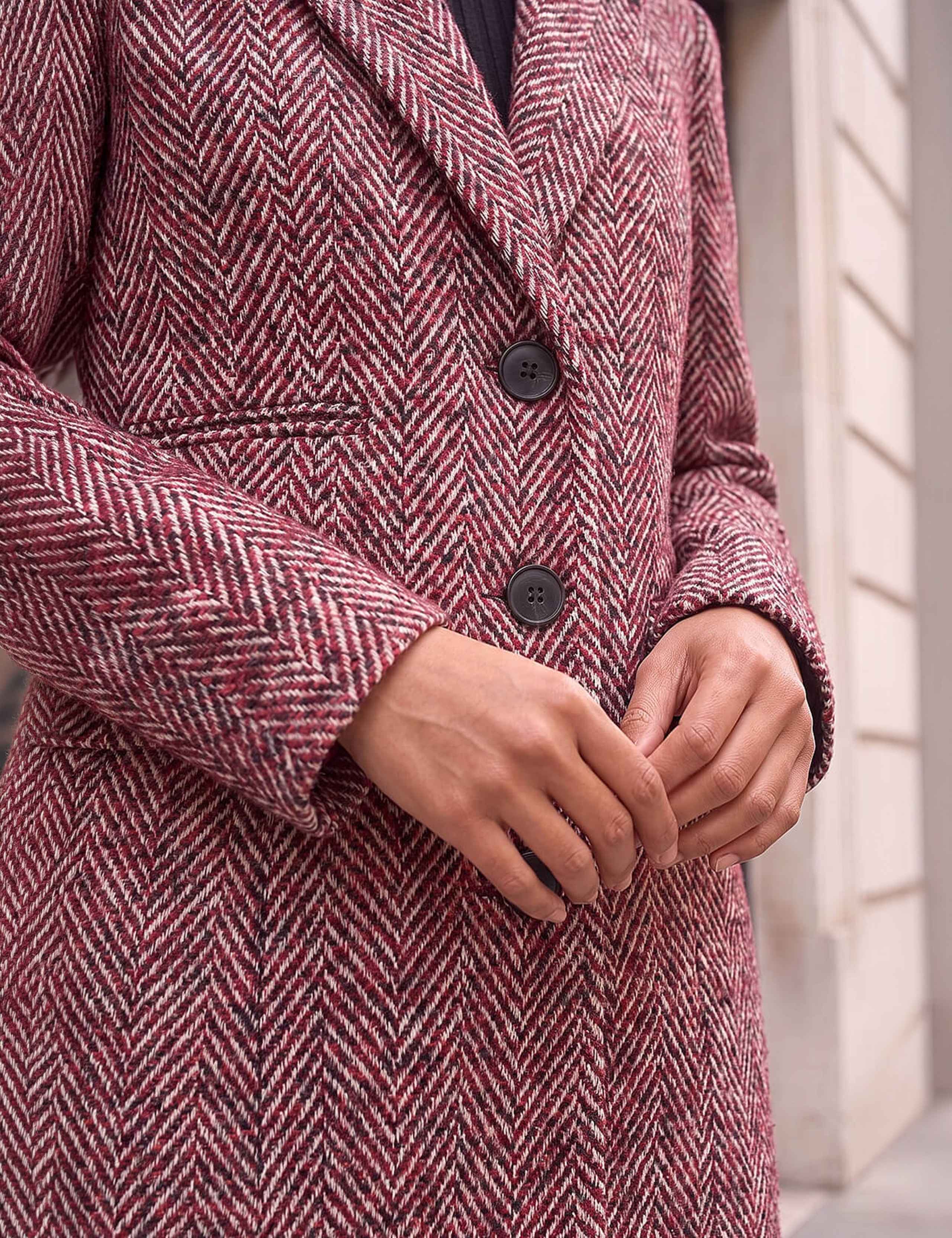 Petite Herringbone Single Breasted Overcoat 4 of 4