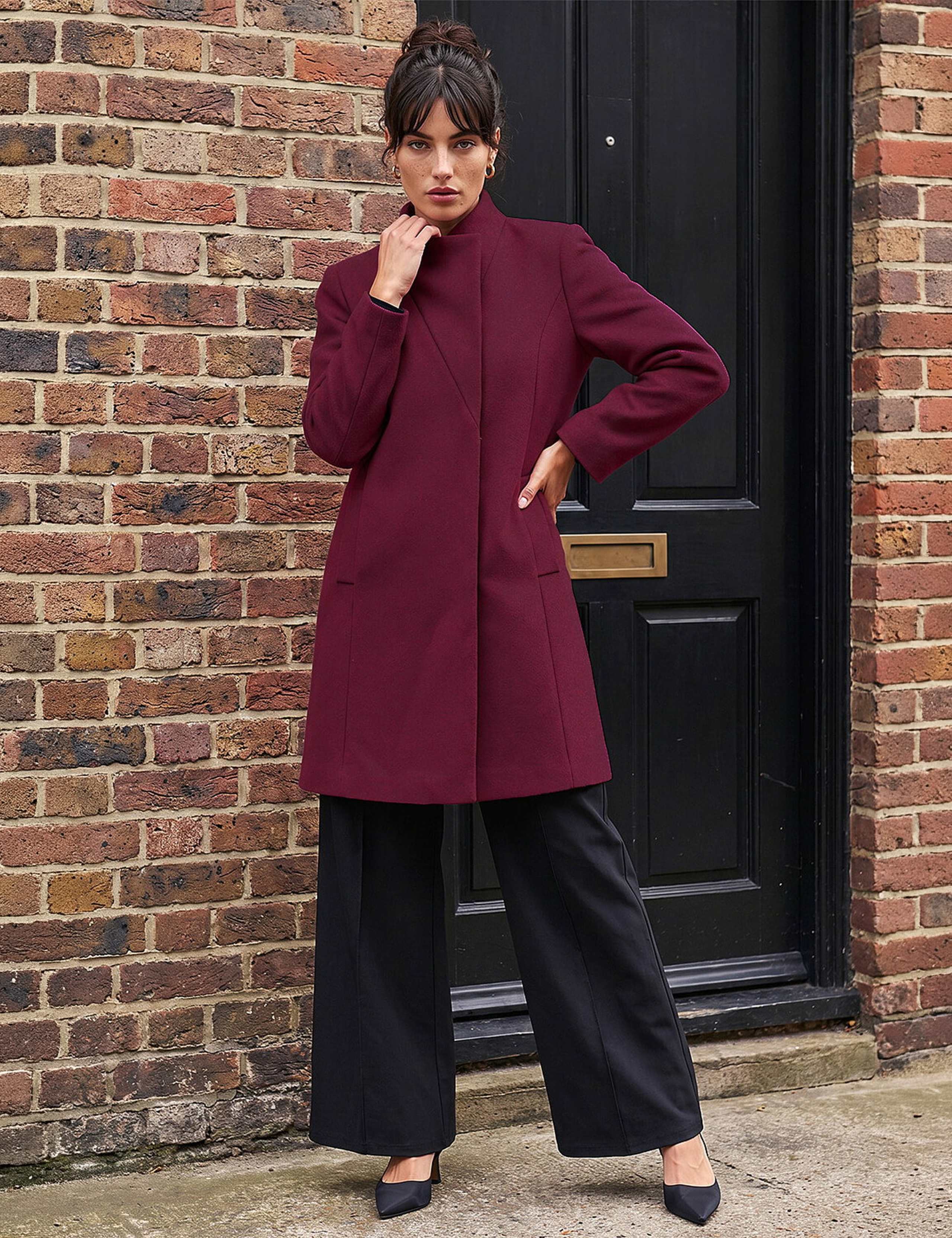 Funnel Neck Tailored Coat 3 of 4
