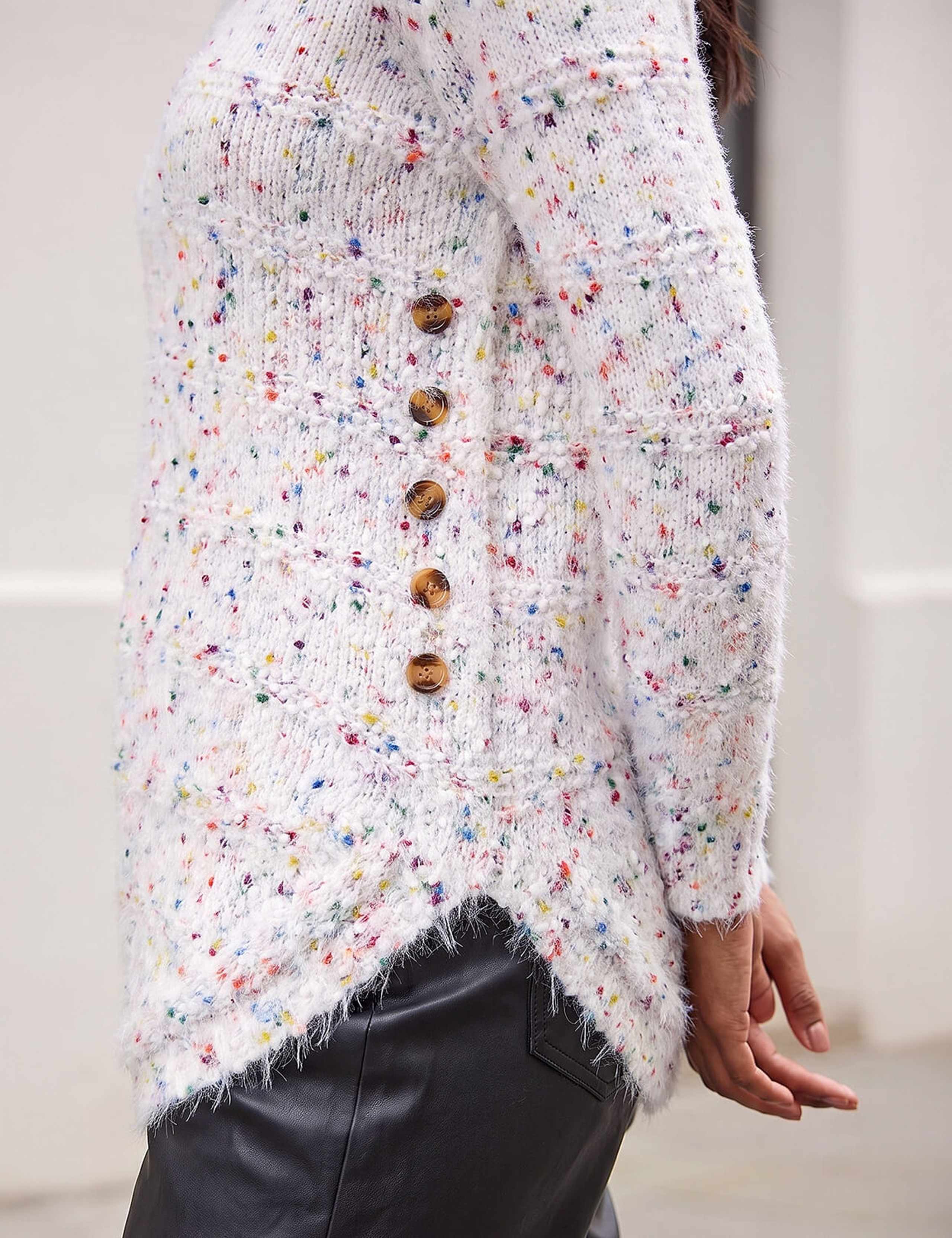 Textured Button Detail Curved Hem Jumper 4 of 4