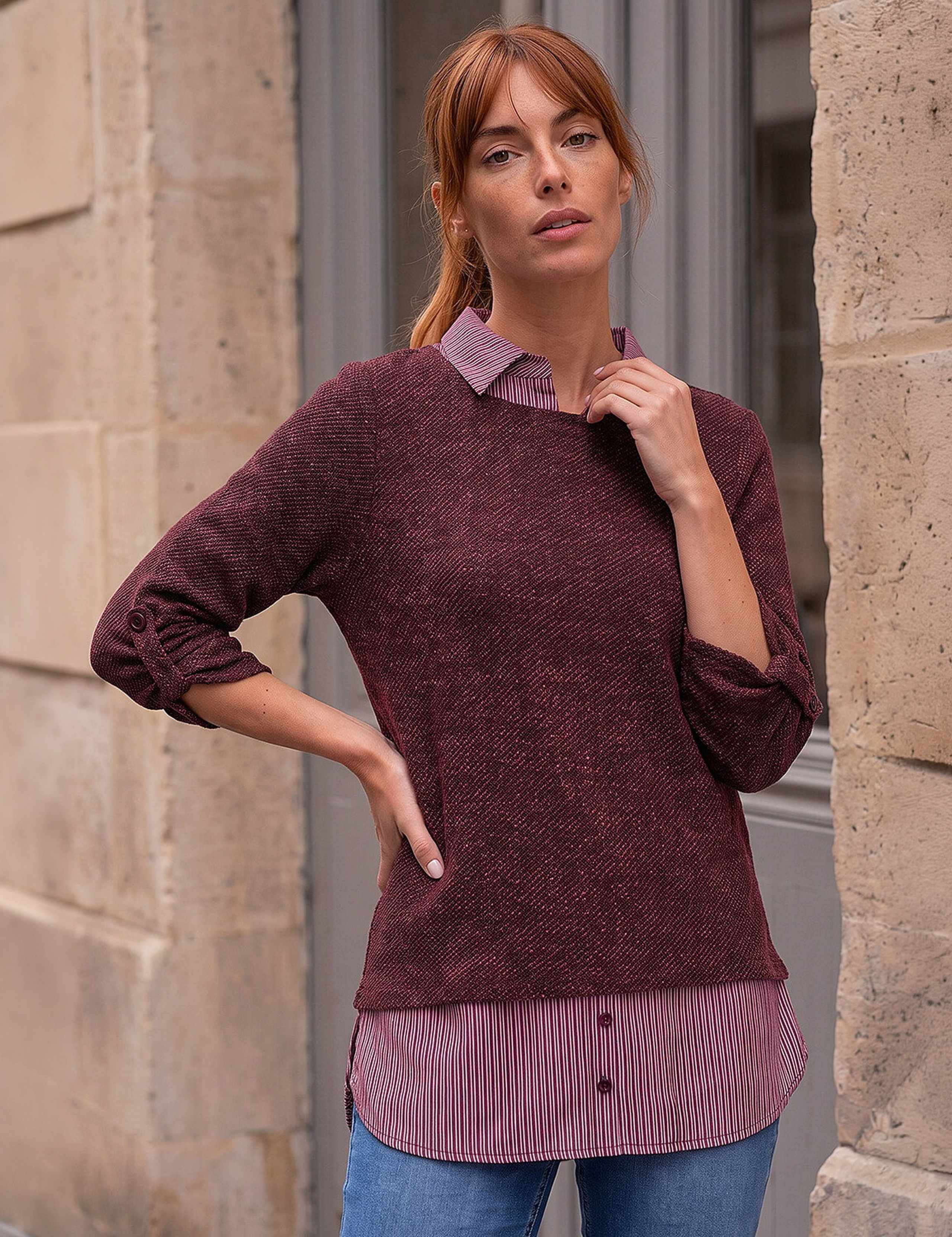 2 in 1 Textured Mock Shirt Jumper 1 of 4