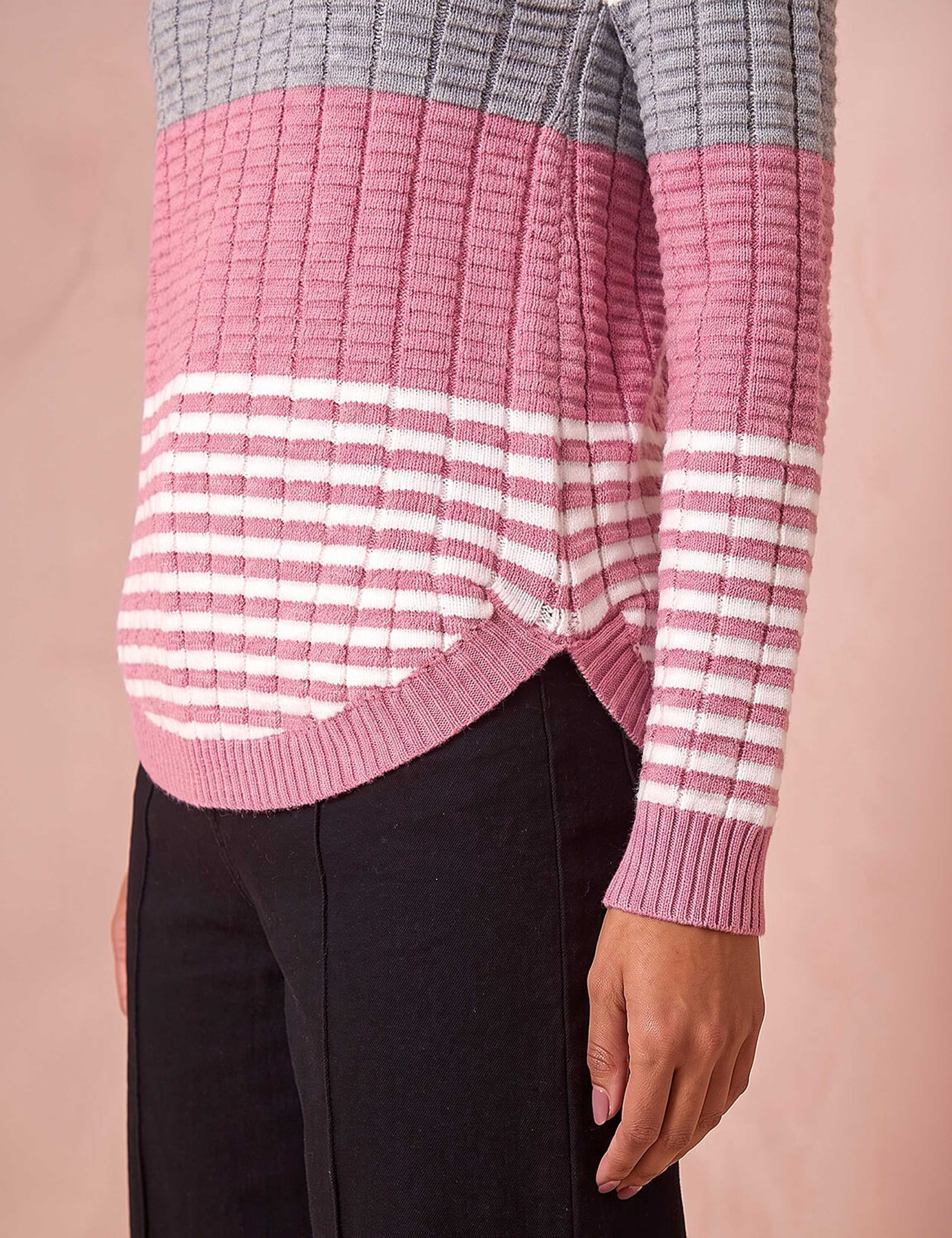Textured Striped Crew Neck Jumper 4 of 4