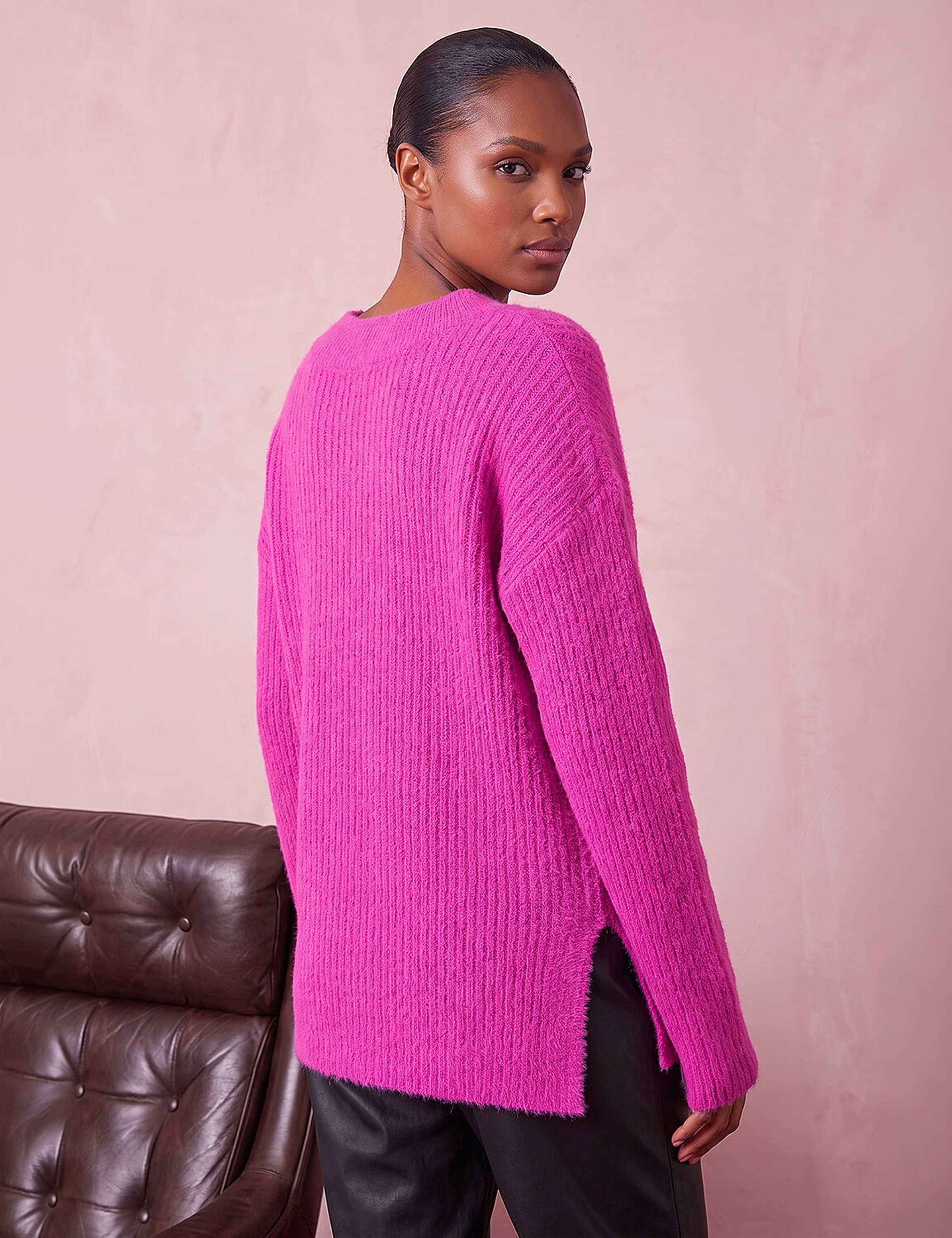 V-Neck Fluffy Knit Jumper 2 of 4