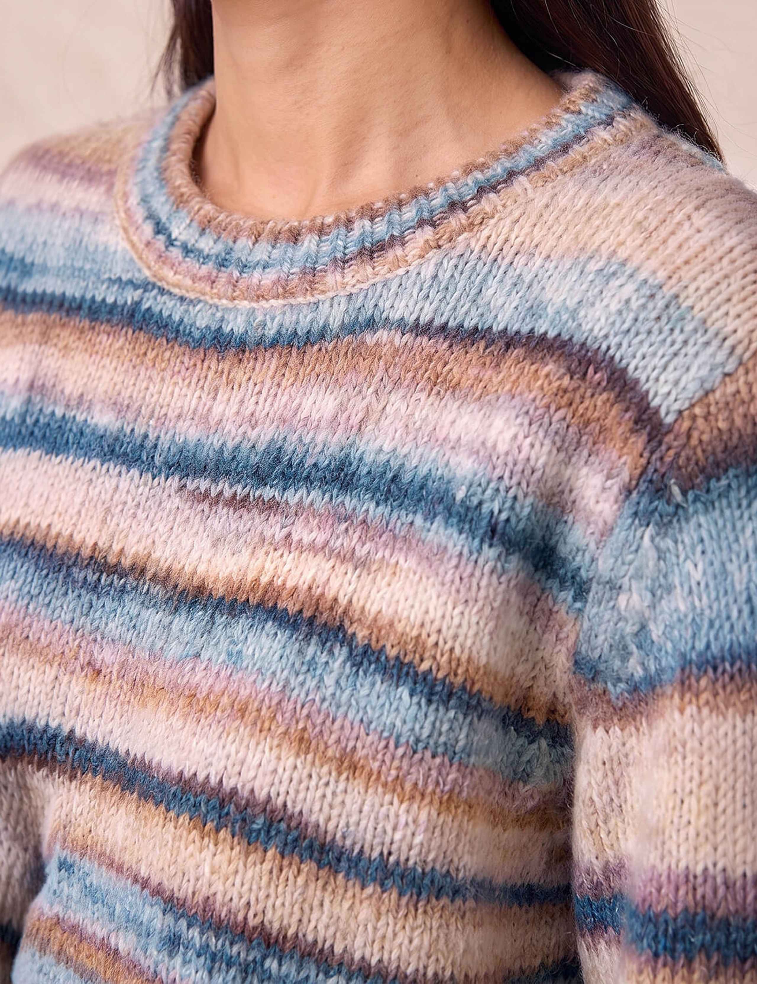 Crew Neck Striped Jumper with Wool 4 of 4