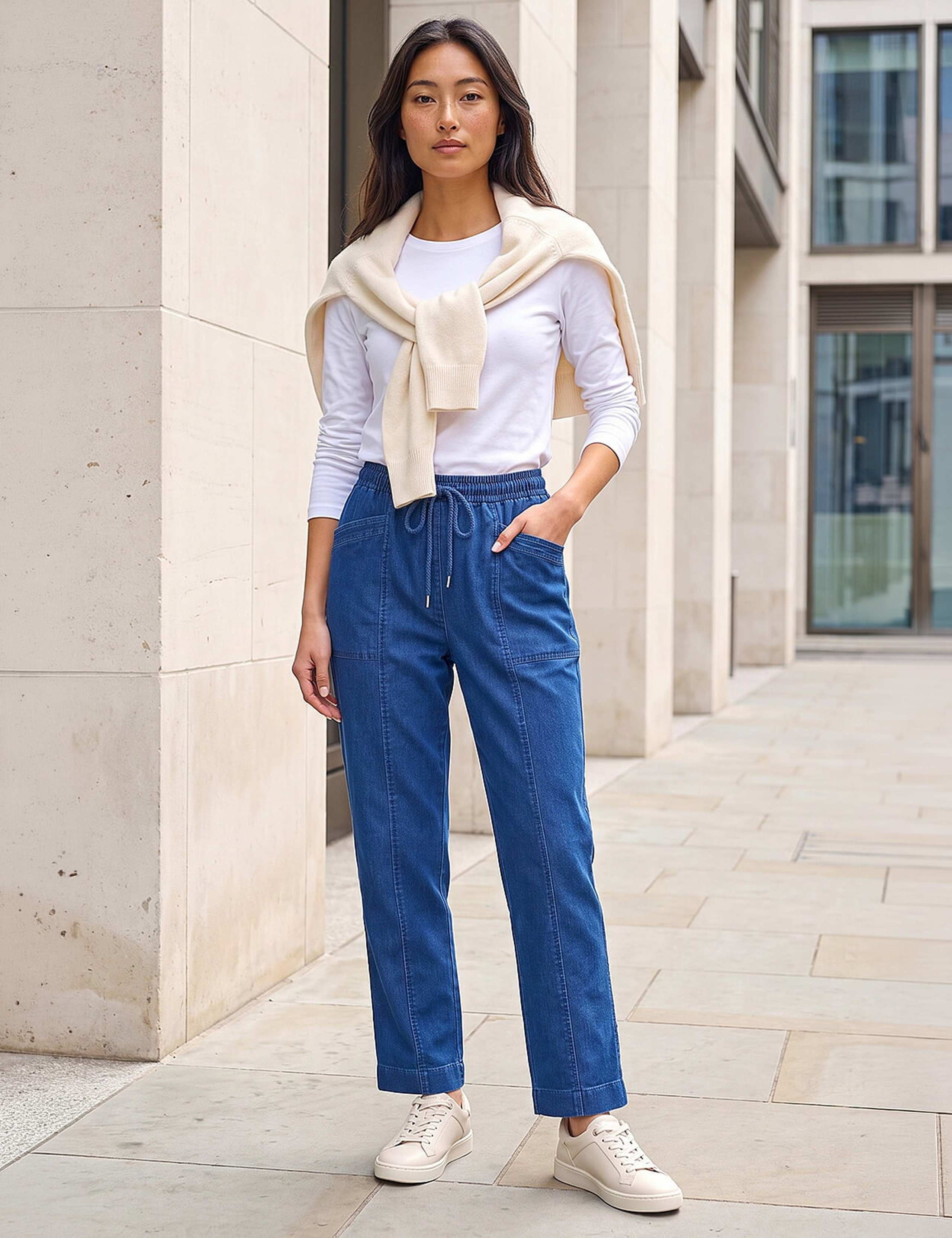 Petite Seam Detail Drawstring Jeans 3 of 4