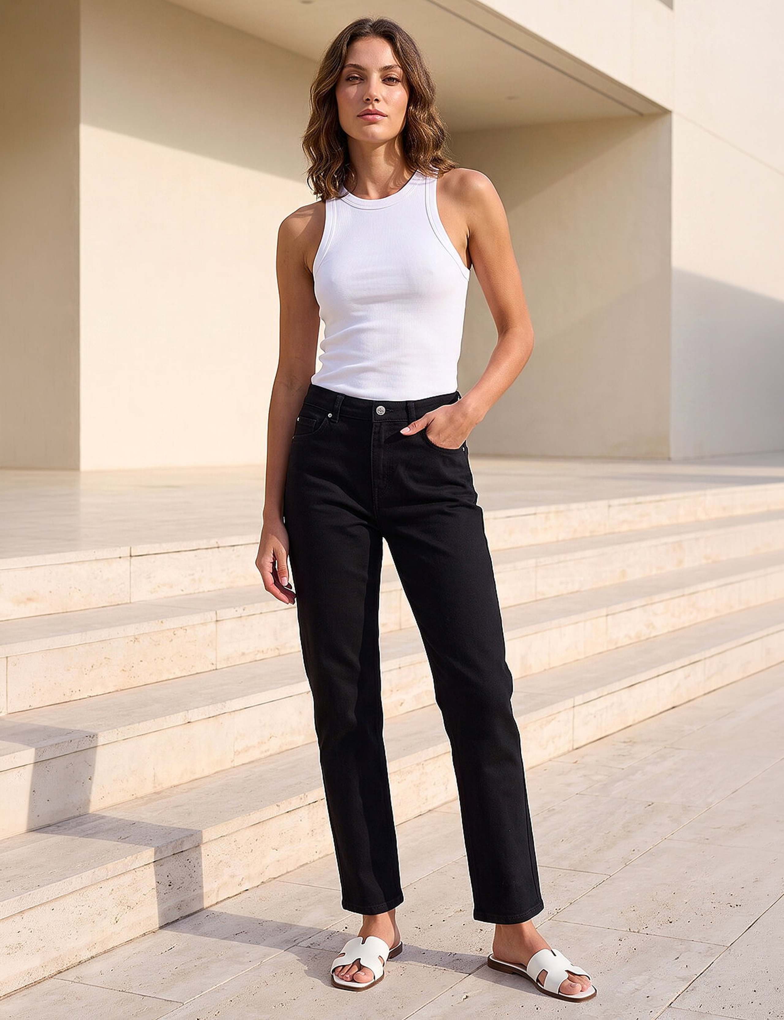Petite Mid Rise Straight Leg Jeans 3 of 4