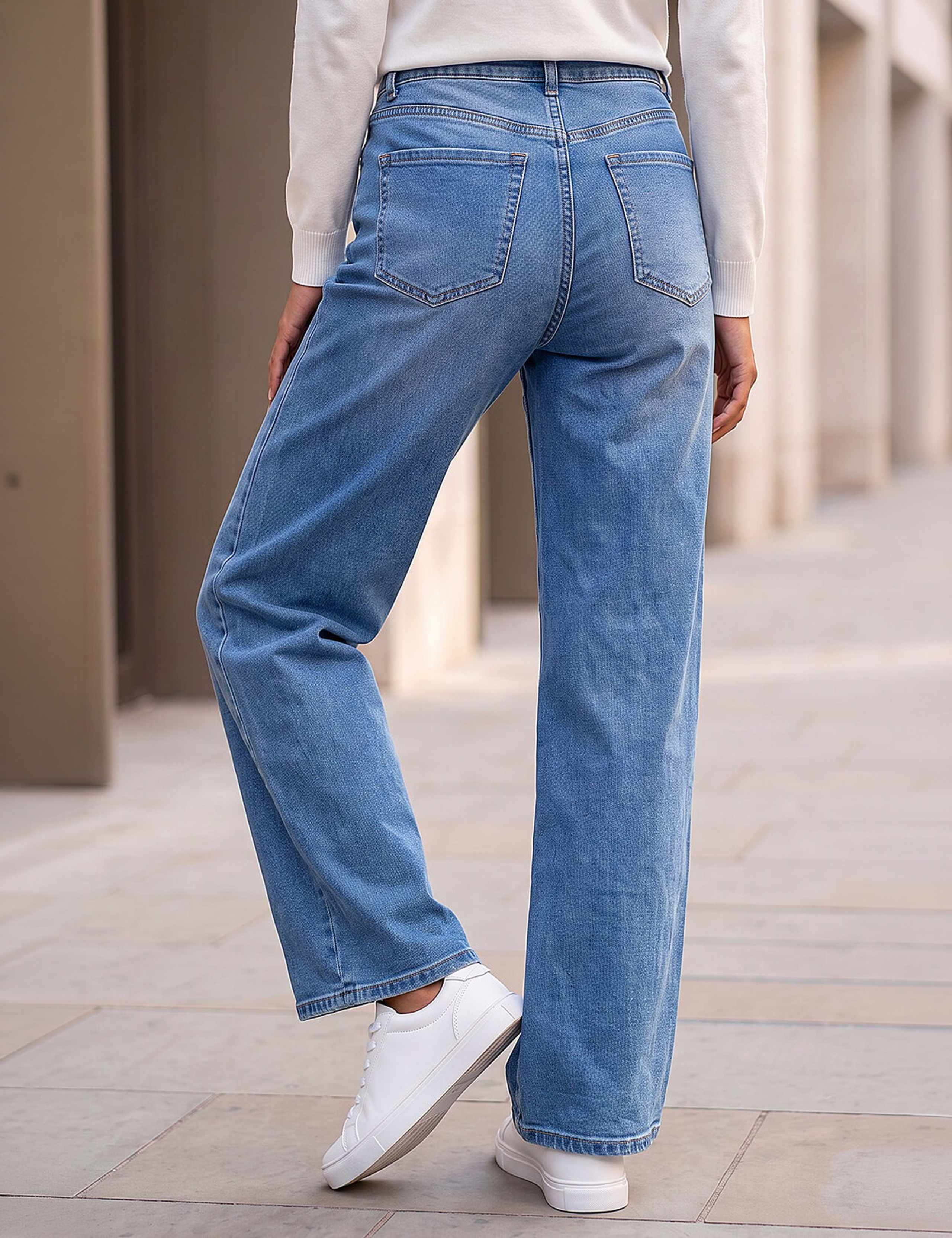 Petite Mid Rise Wide Leg Jeans 2 of 4