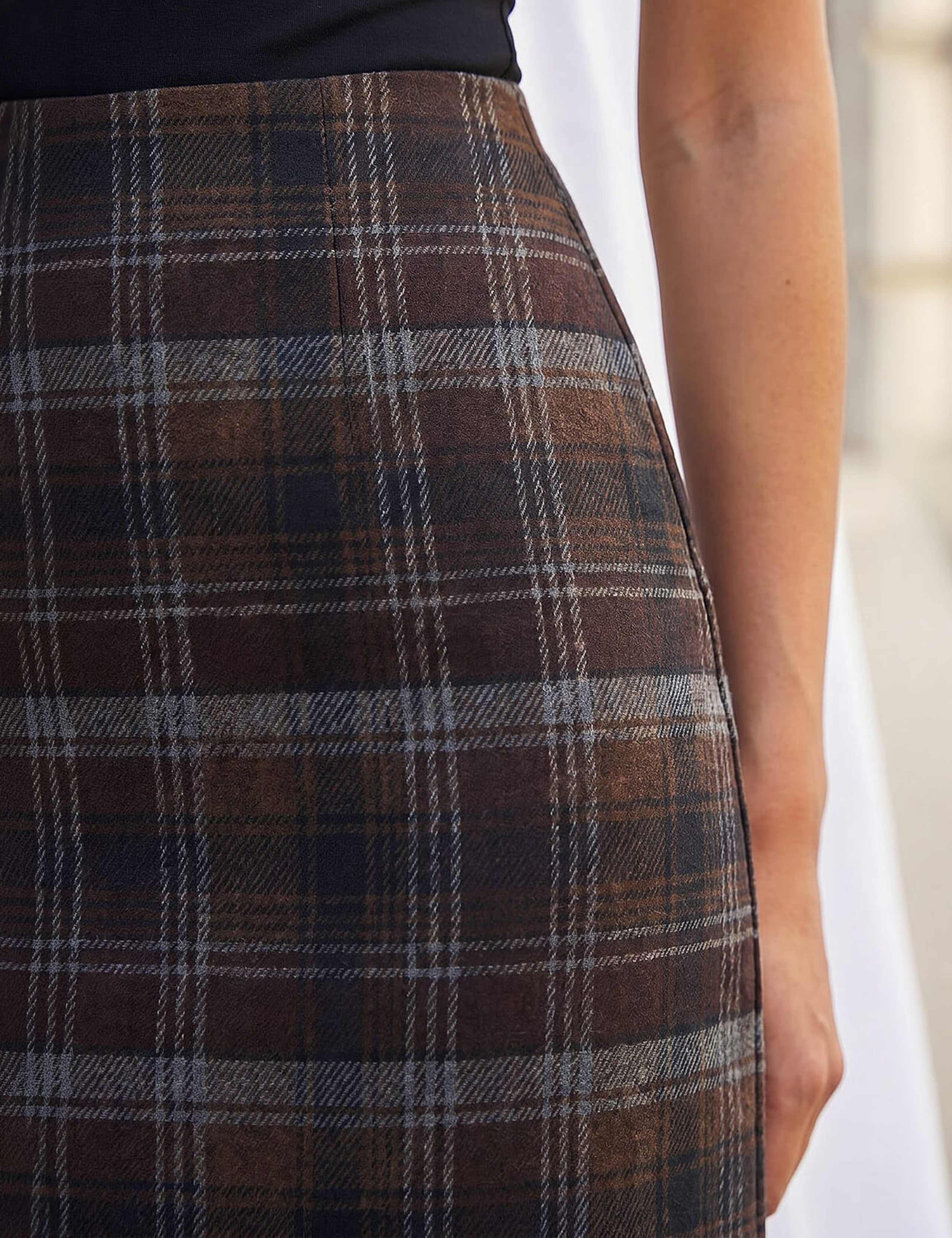 Brushed Check Knee Length Pencil Skirt 4 of 4