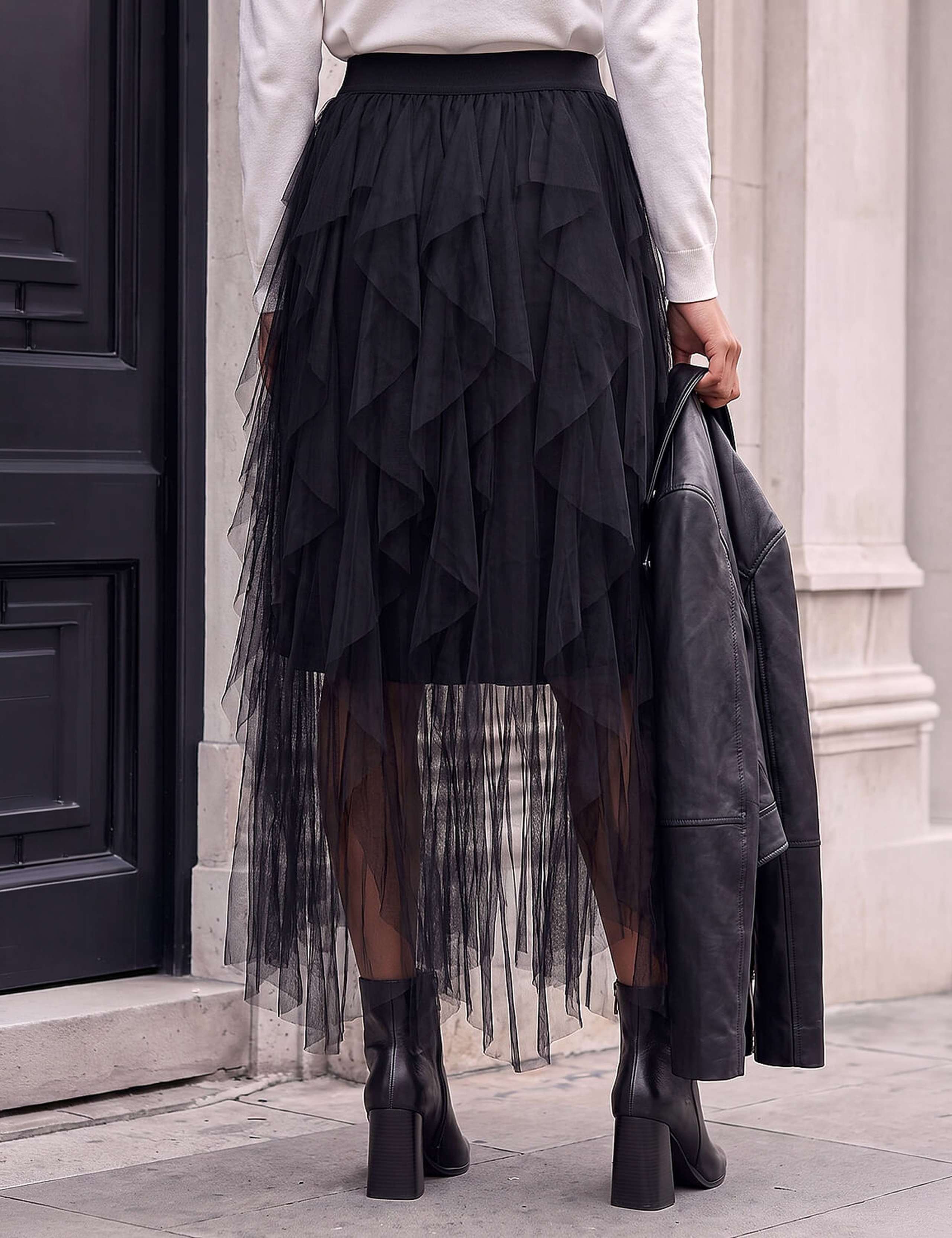 Mesh Midaxi Tiered A-Line Skirt 3 of 4