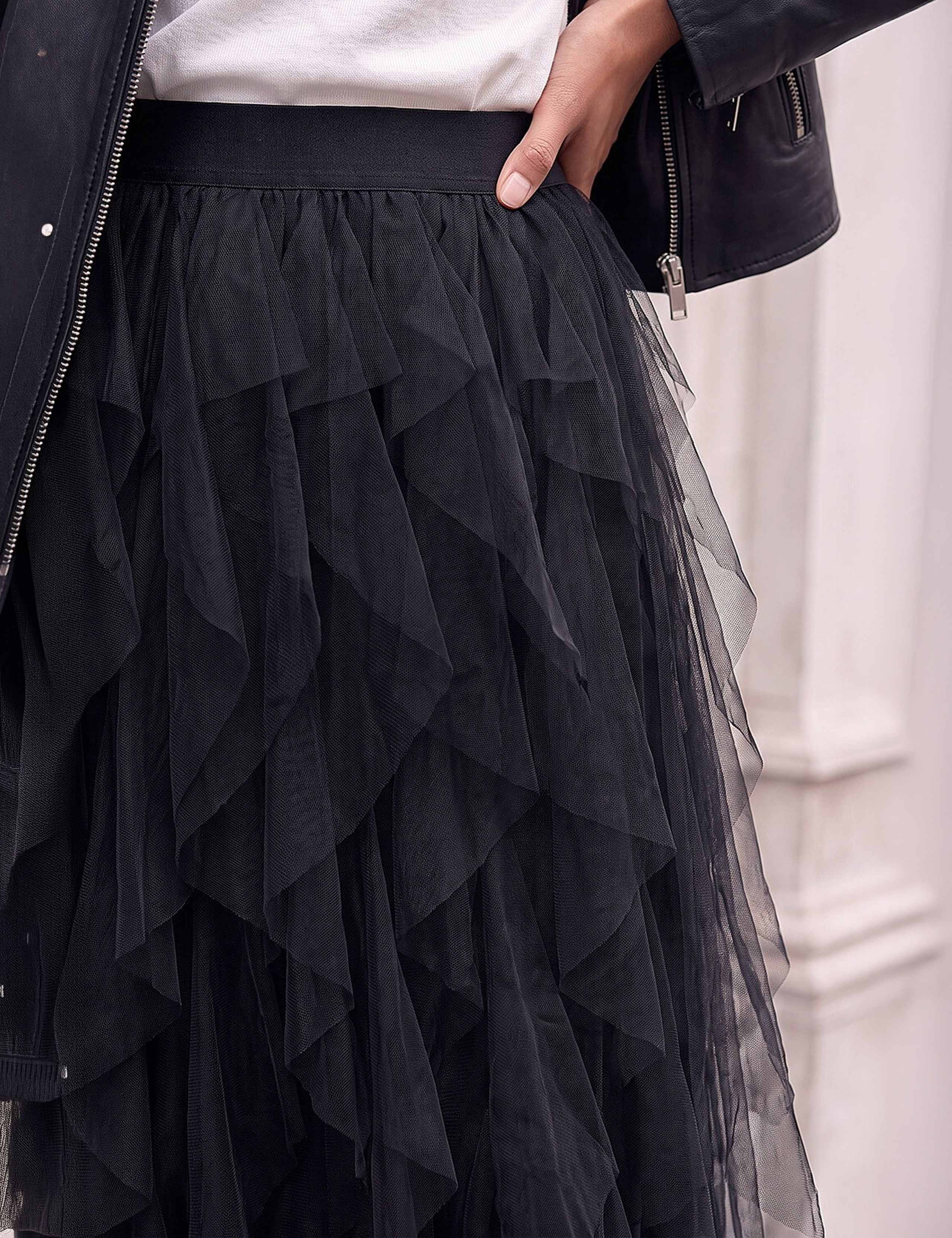 Mesh Midaxi Tiered A-Line Skirt 4 of 4