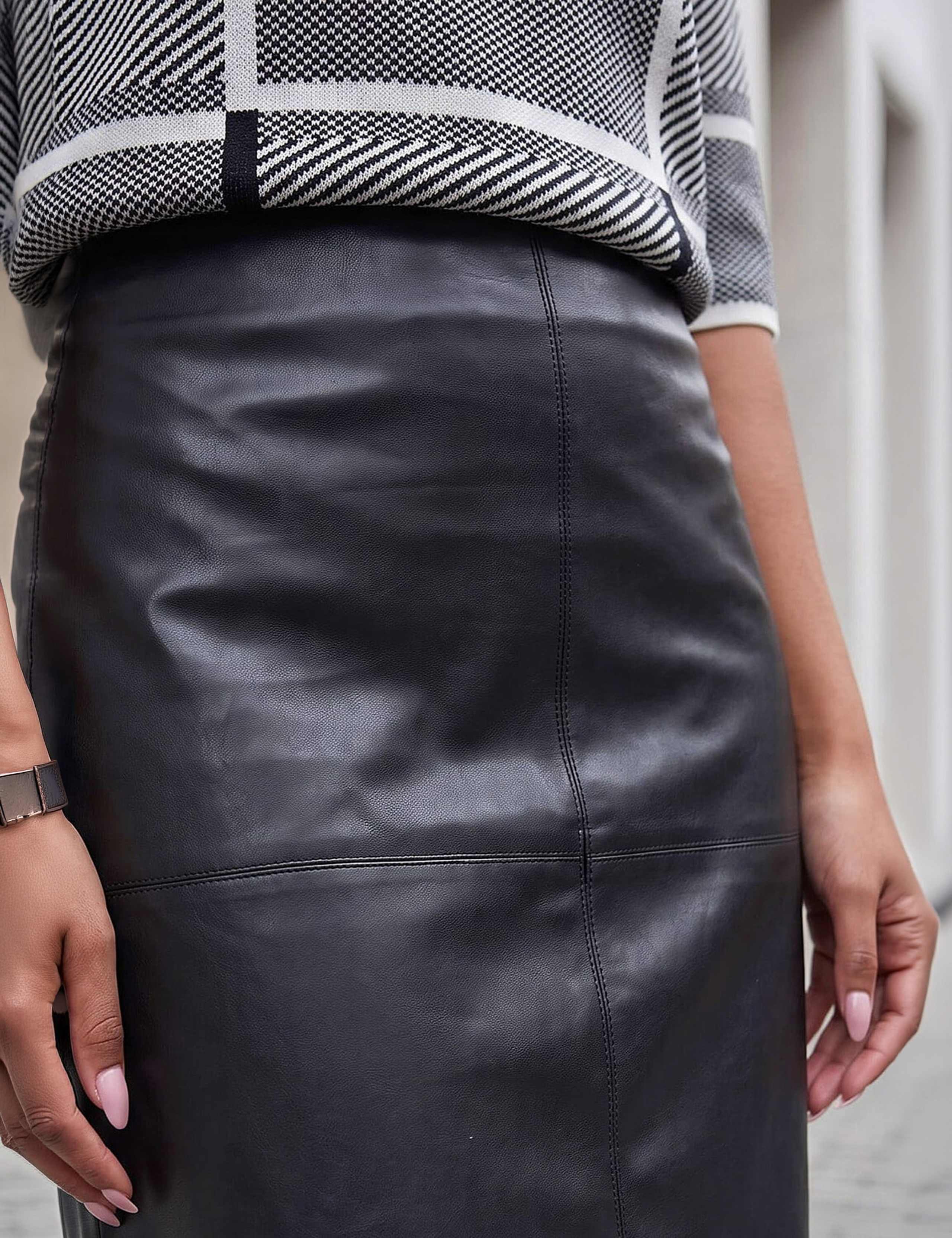 Leather Look Panel Pencil Skirt 4 of 4