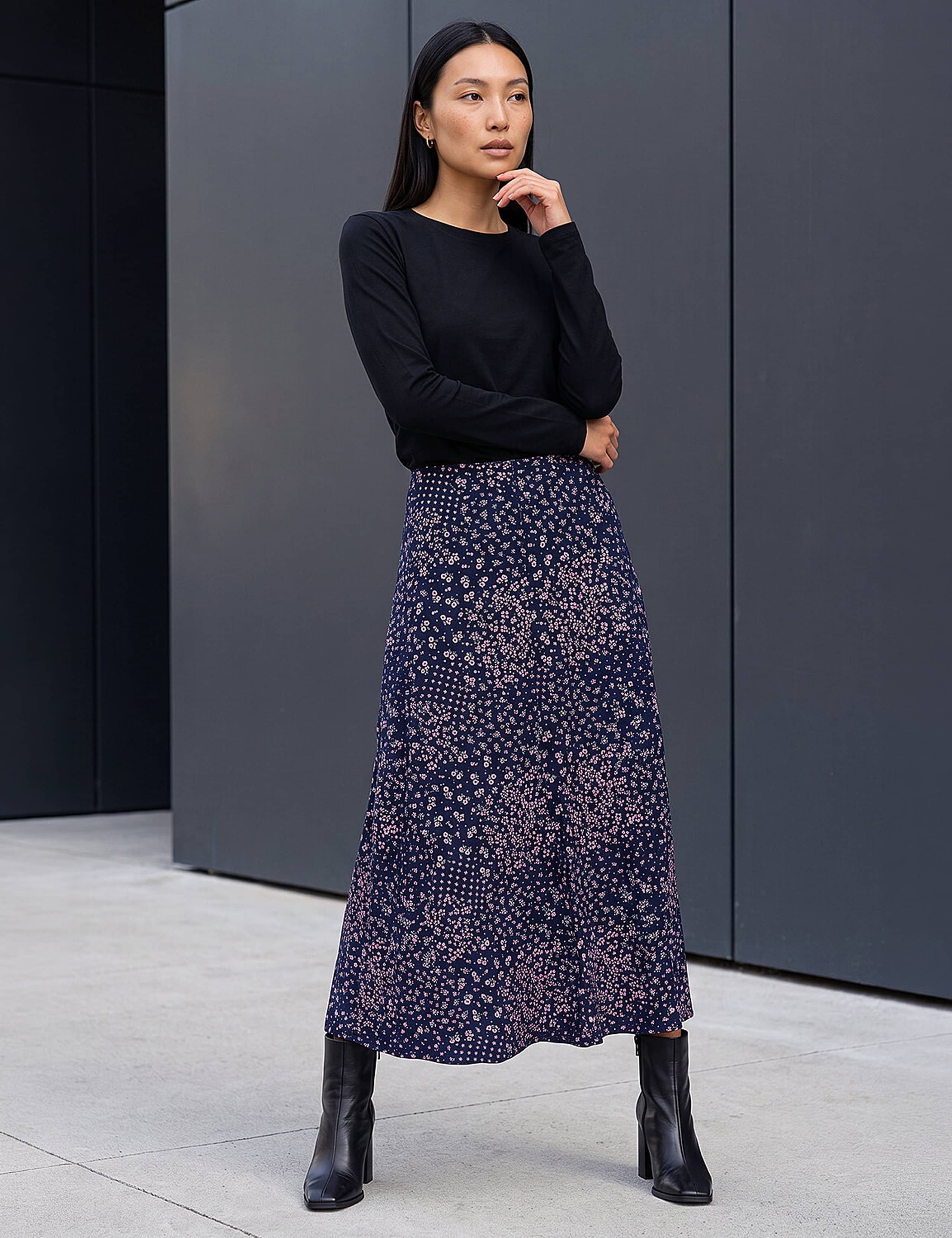 Jersey Floral Midi Skirt 2 of 4