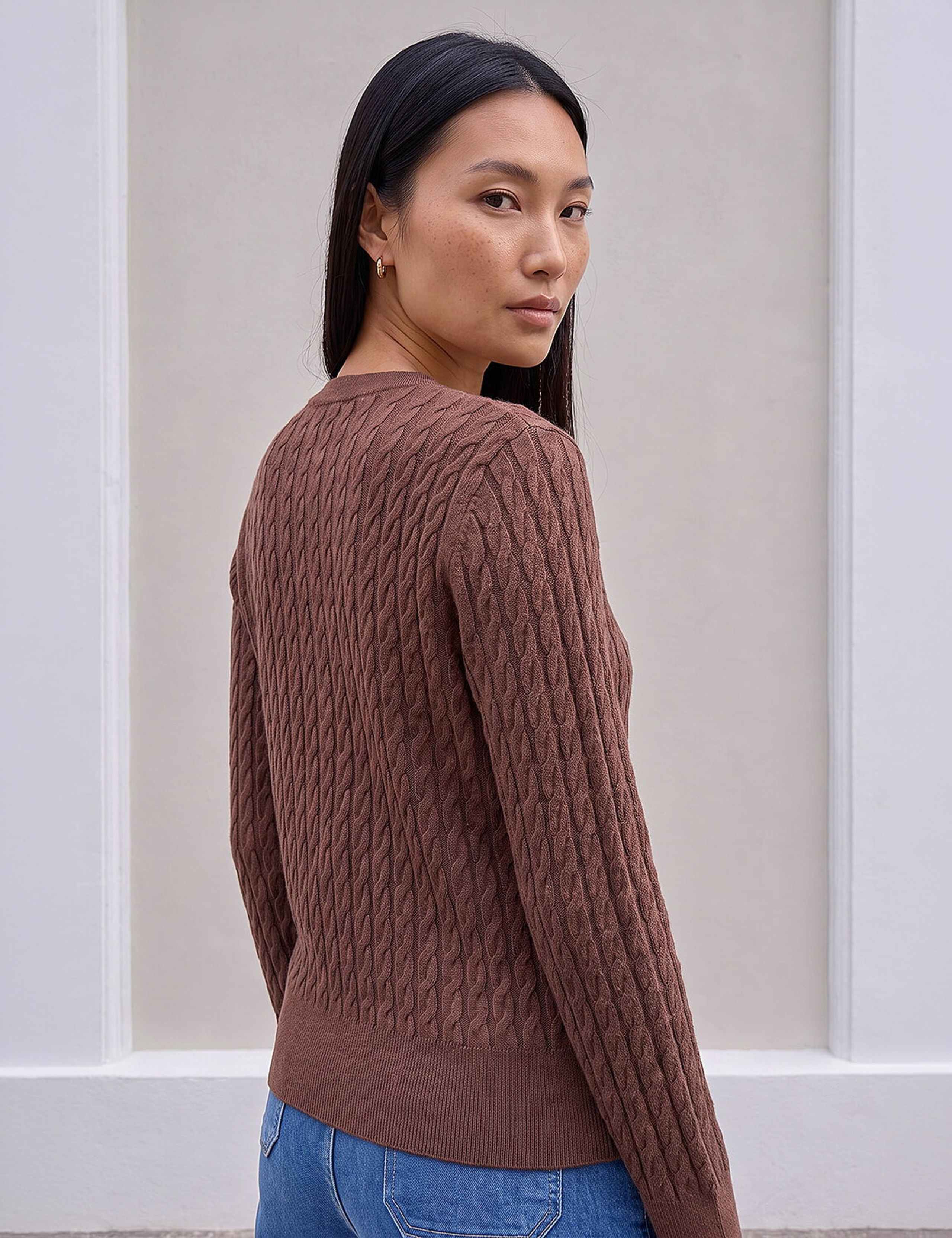 Cable Knit Button Front Cardigan 2 of 4