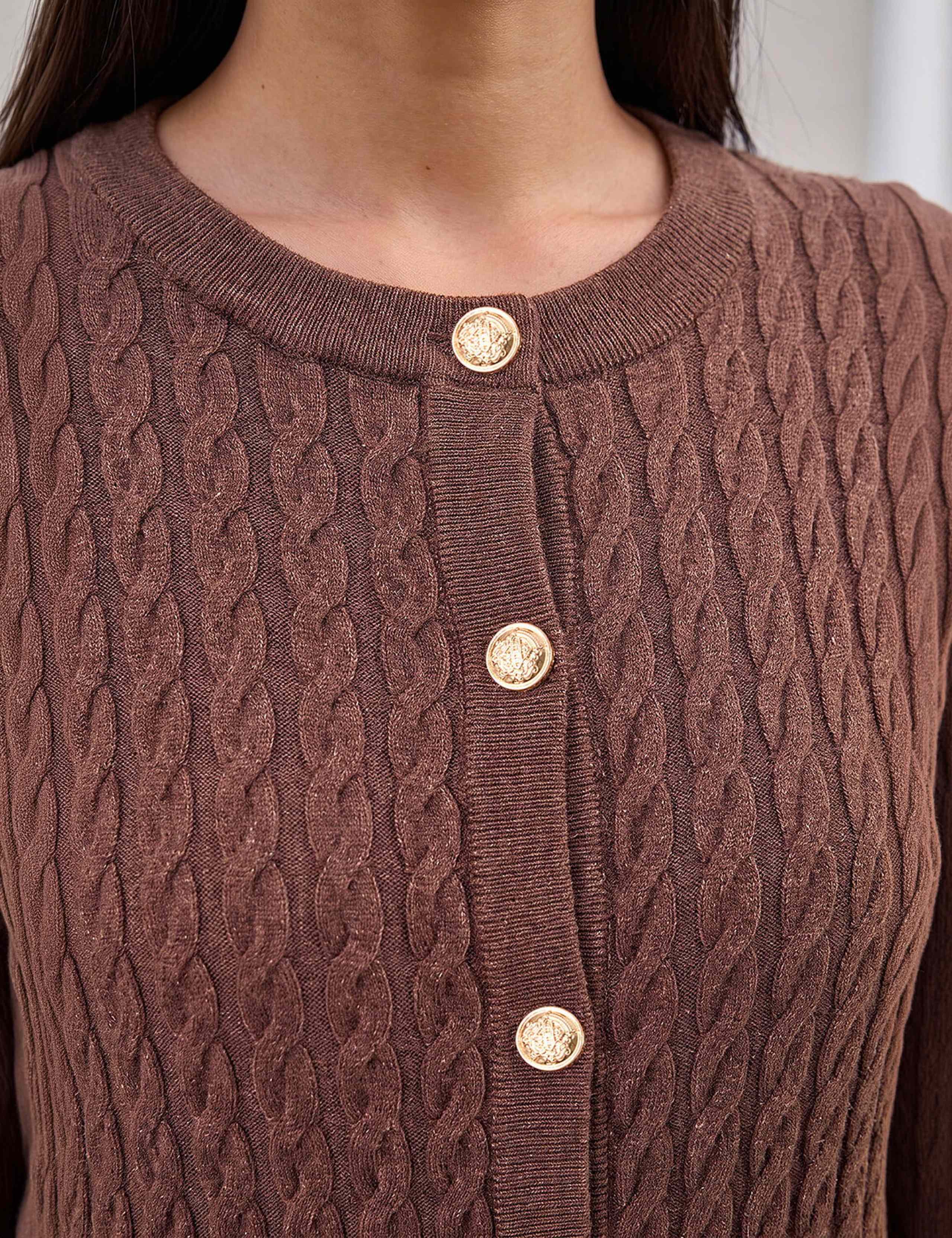 Cable Knit Button Front Cardigan 4 of 4