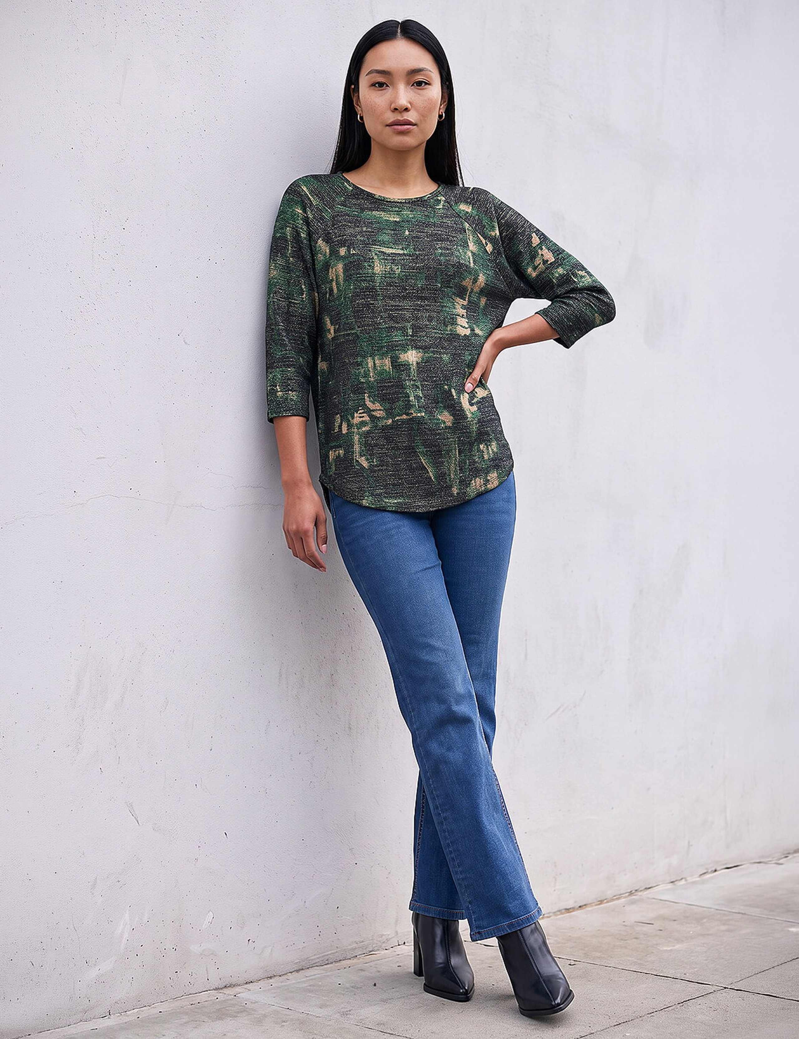 Stretch Jersey Textured Printed Top 2 of 4