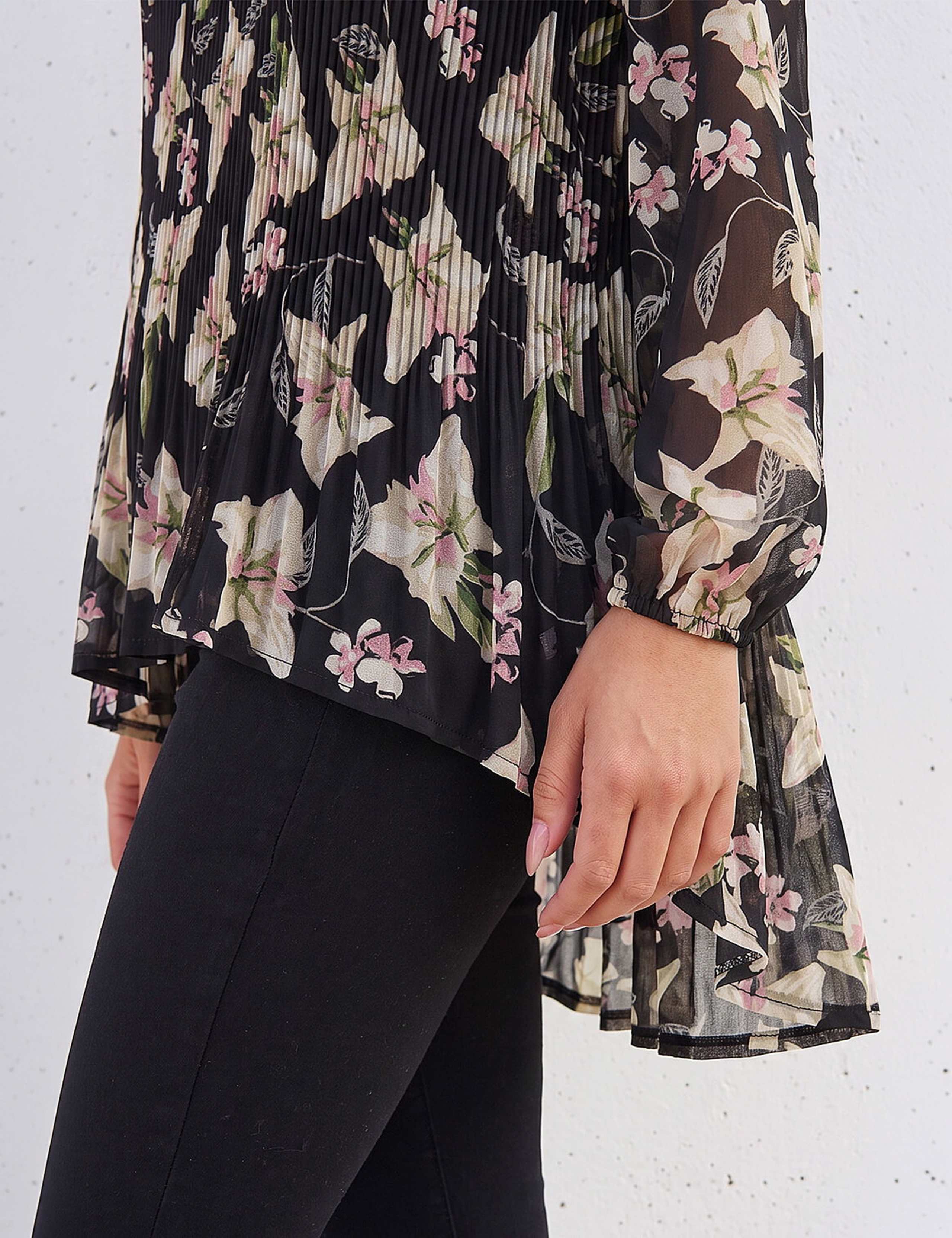 Sheer Floral Print Pleated Top 4 of 4