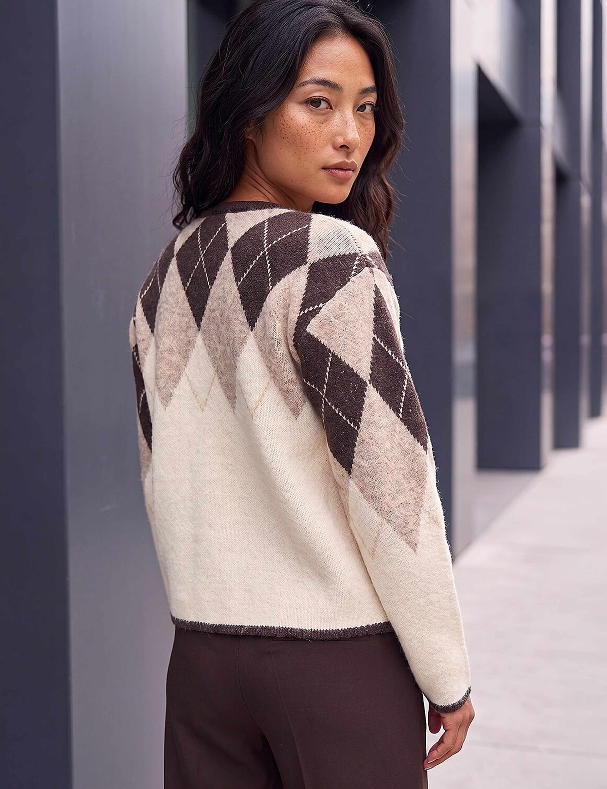 Argyle Knitted Button Front Cardigan 4 of 4