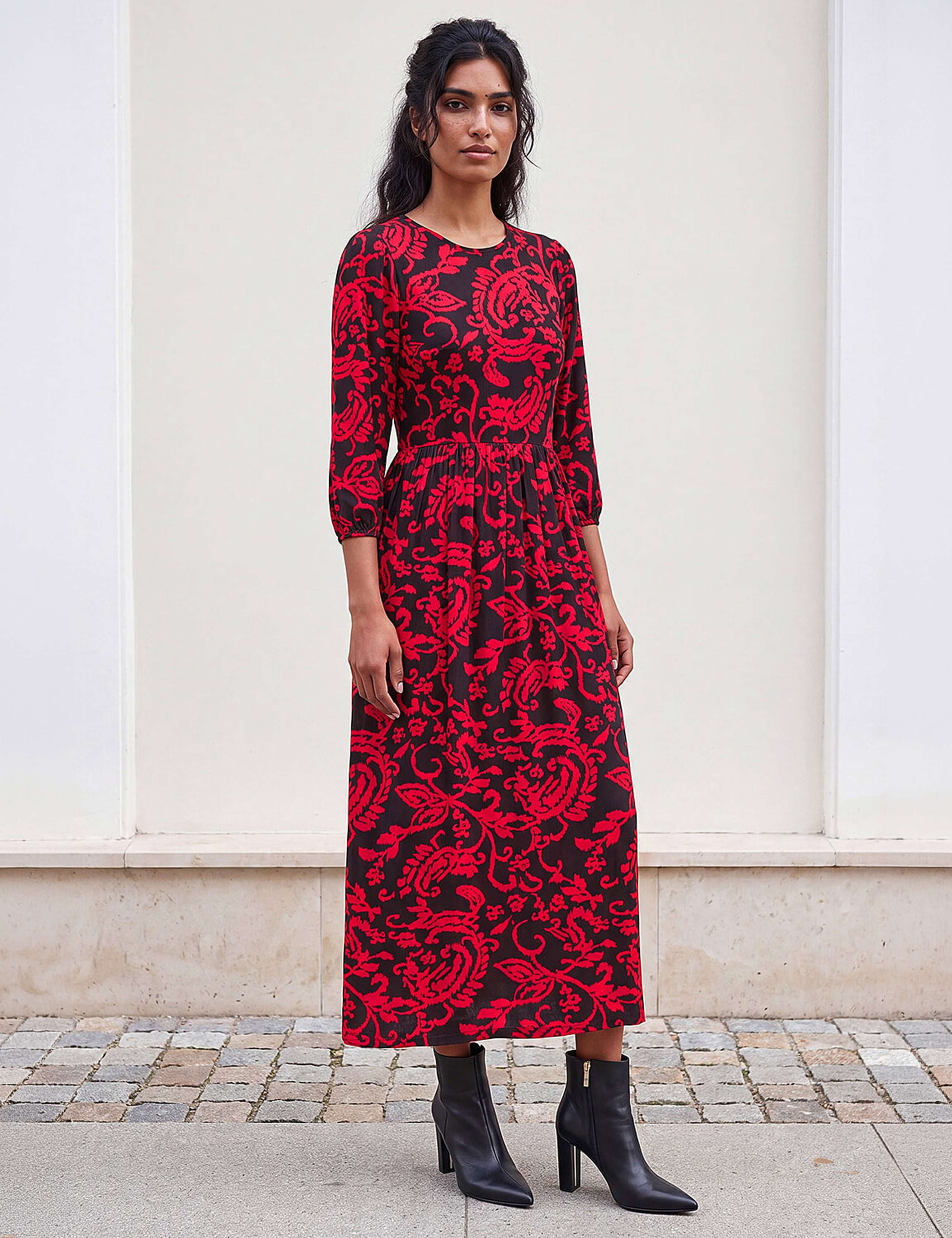 Paisley Round Neck Midi Dress 2 of 4