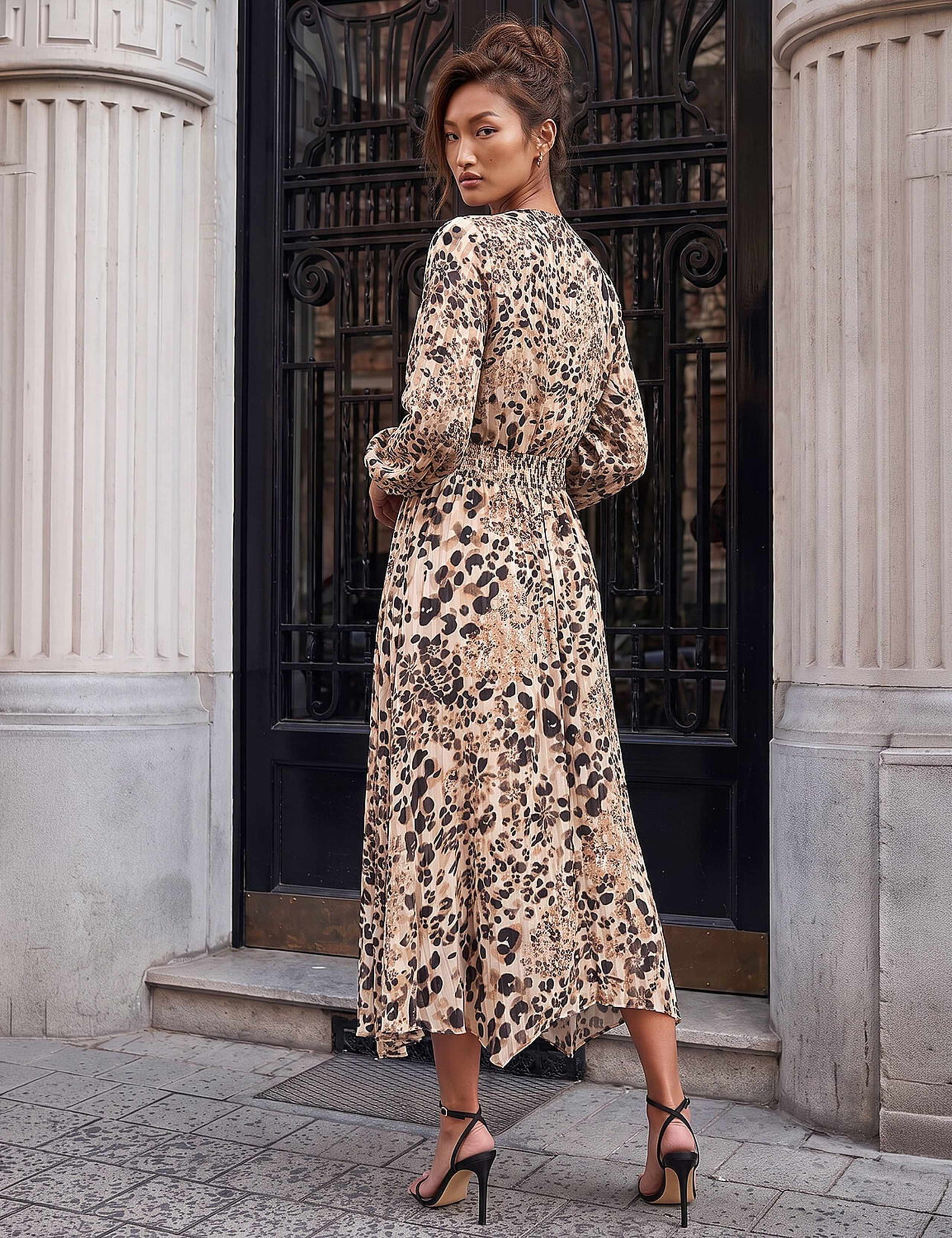 Animal Print Twist Front Midi Skater Dress 3 of 4