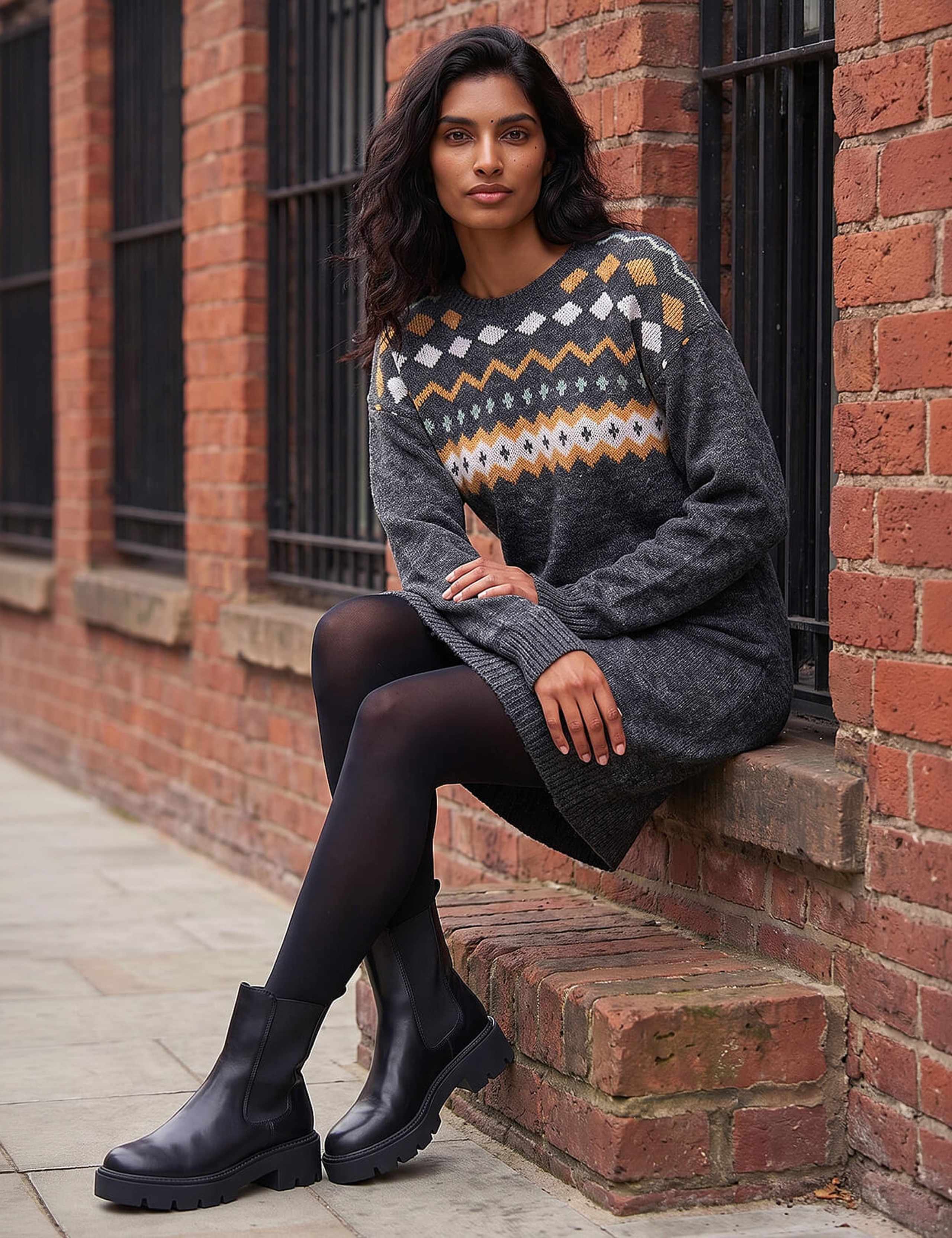 Knitted Knee Length Jumper Dress 3 of 4