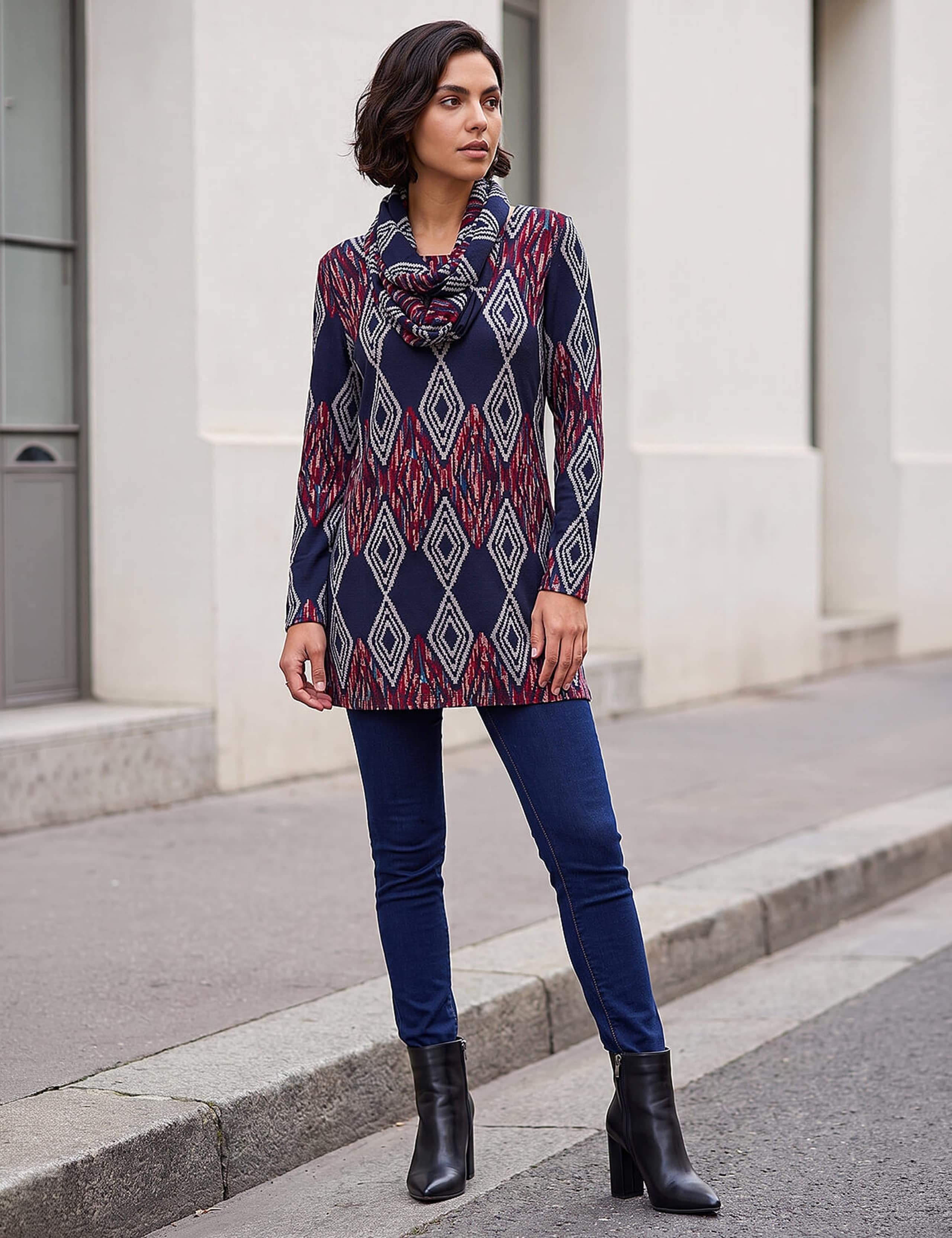 Printed Detachable Scarf Tunic 3 of 4