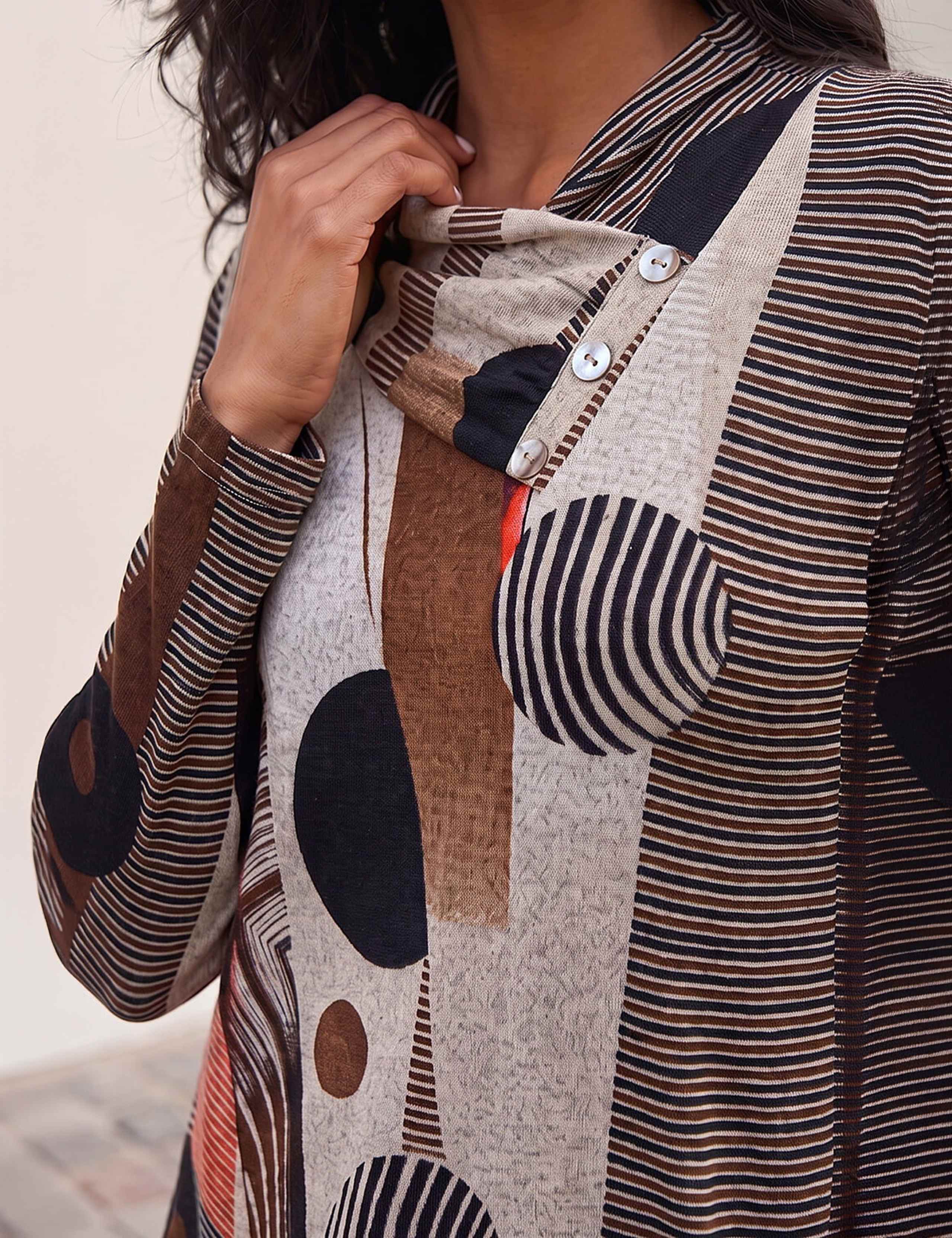 Abstract Print Button Neck Tunic Top 4 of 4