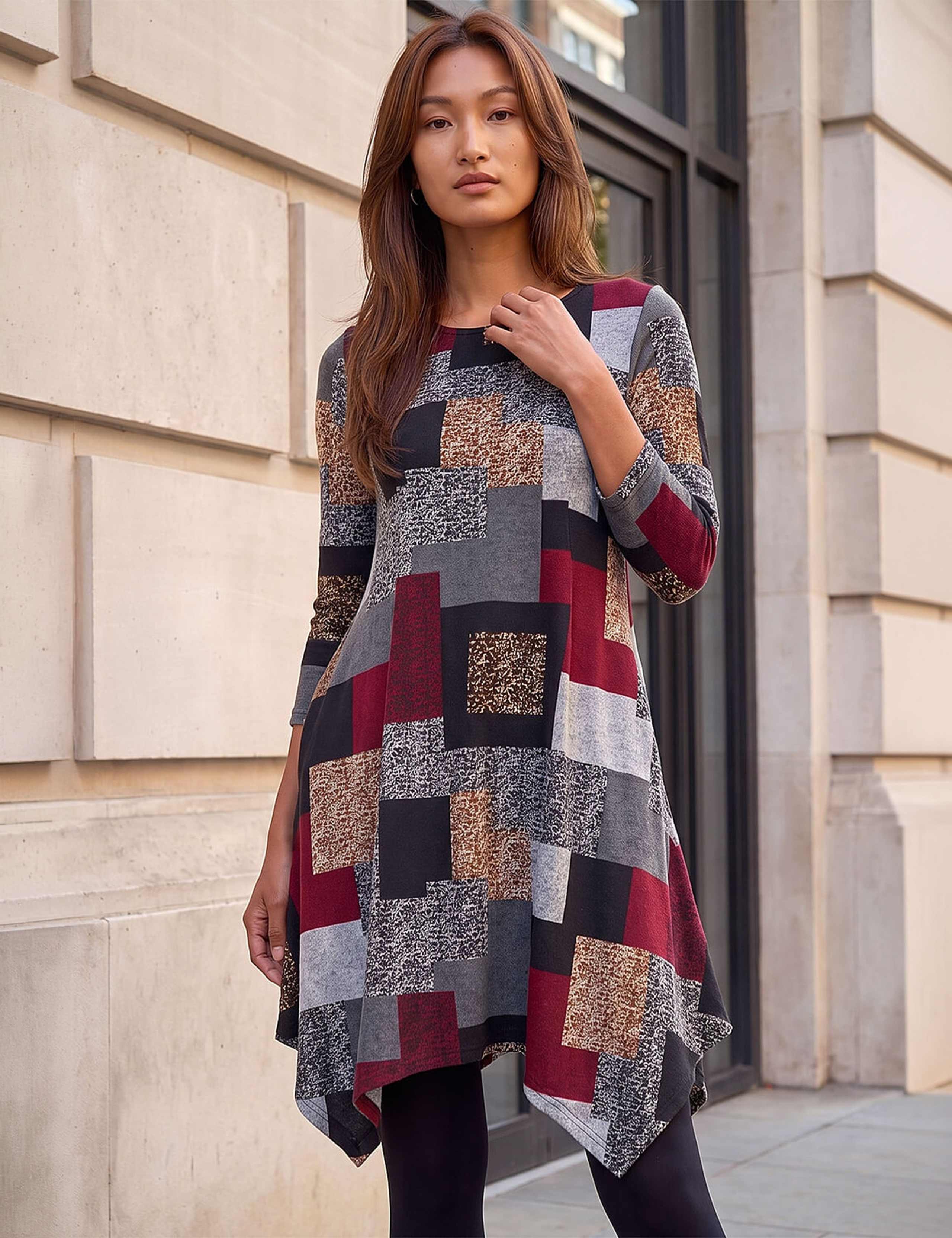 Animal Print Knee Length Knitted Dress 1 of 4