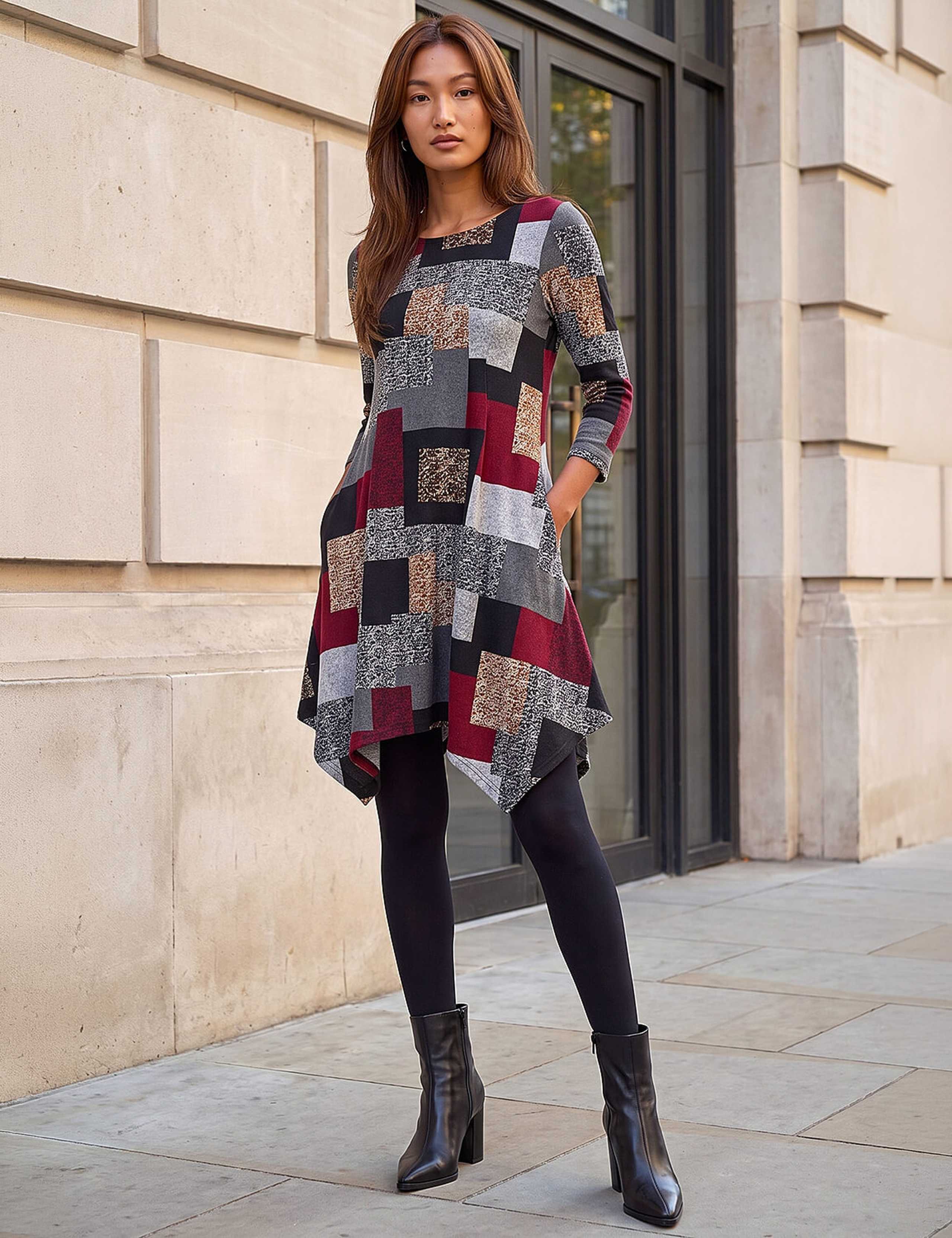 Animal Print Knee Length Knitted Dress 3 of 4