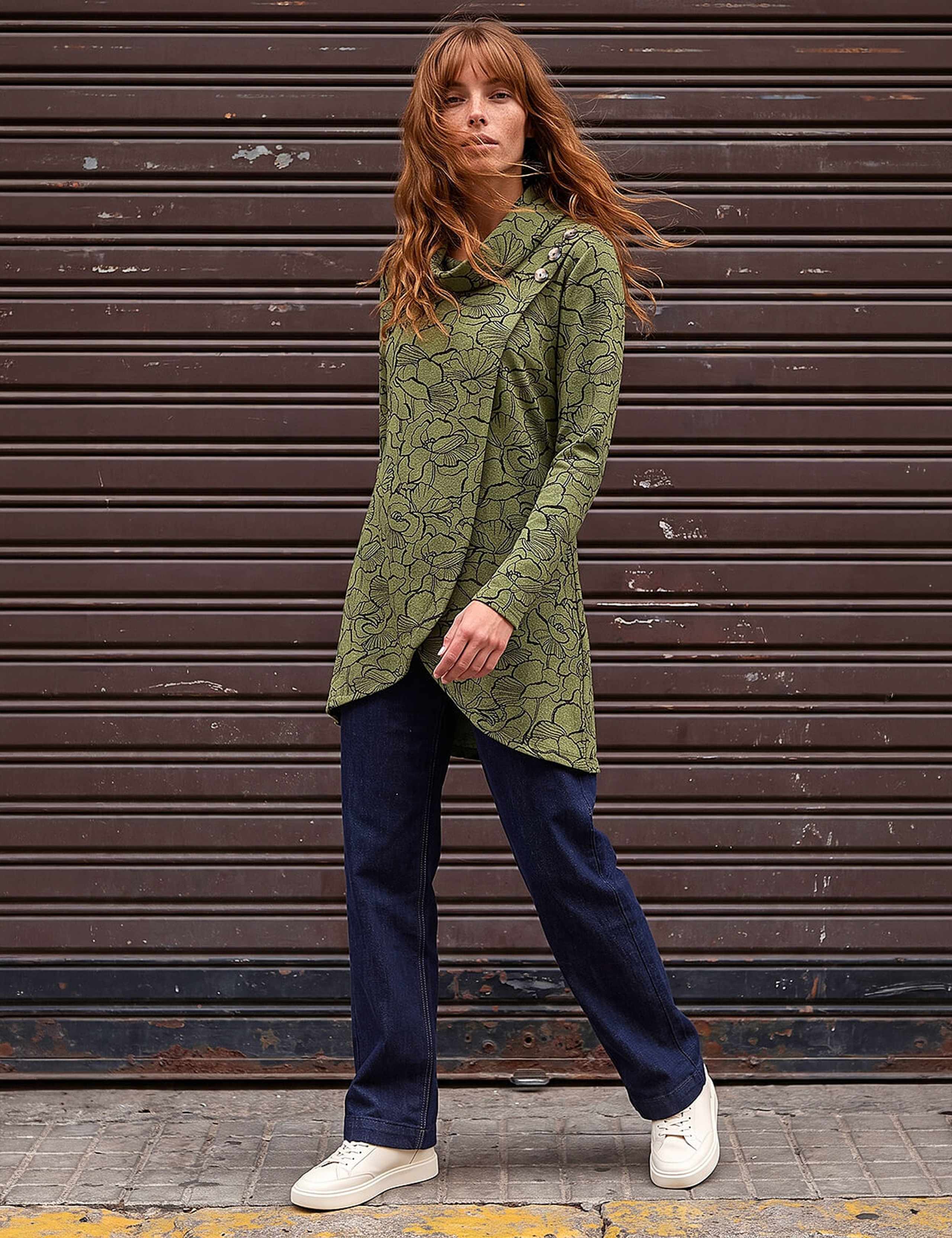 Floral Print Cowl Neck Tunic Top 2 of 4