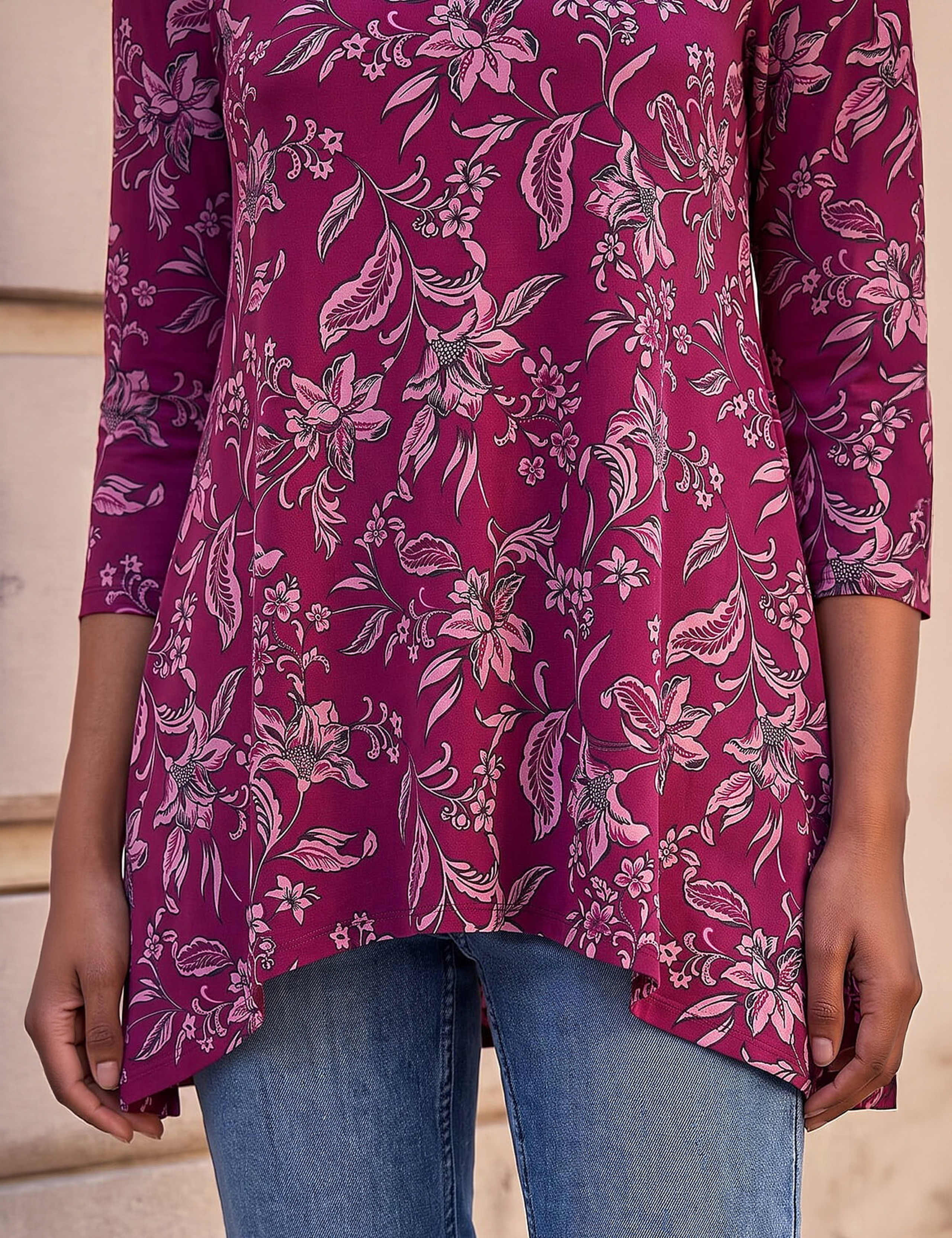 Jersey Floral Handkerchief Hem Tunic Top 4 of 4