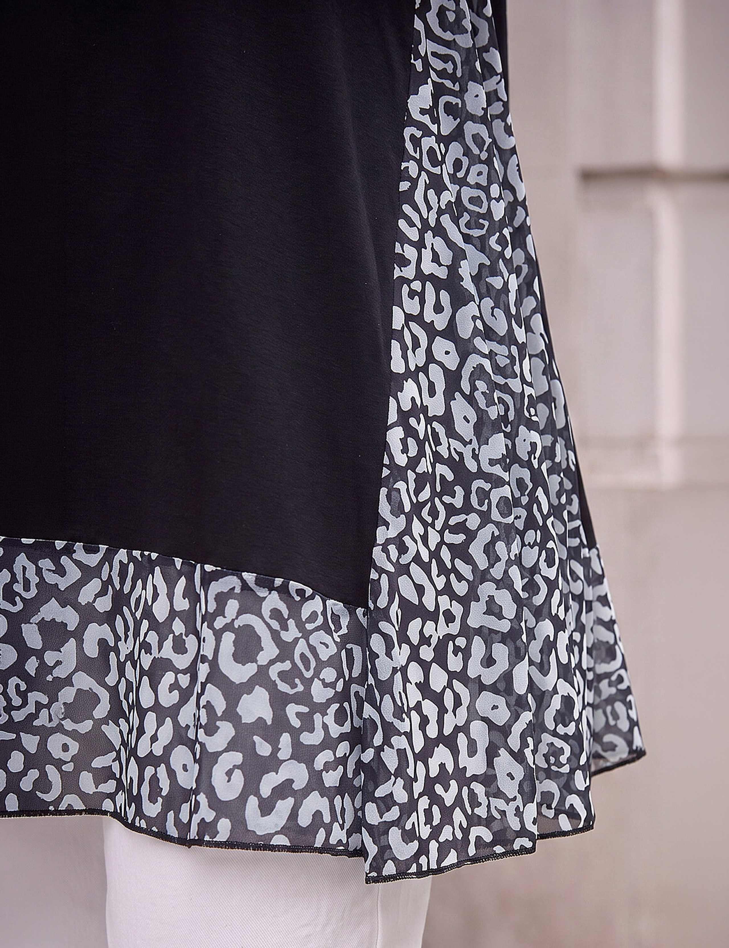 Animal Print Contrast Hem Swing Tunic Top 4 of 4