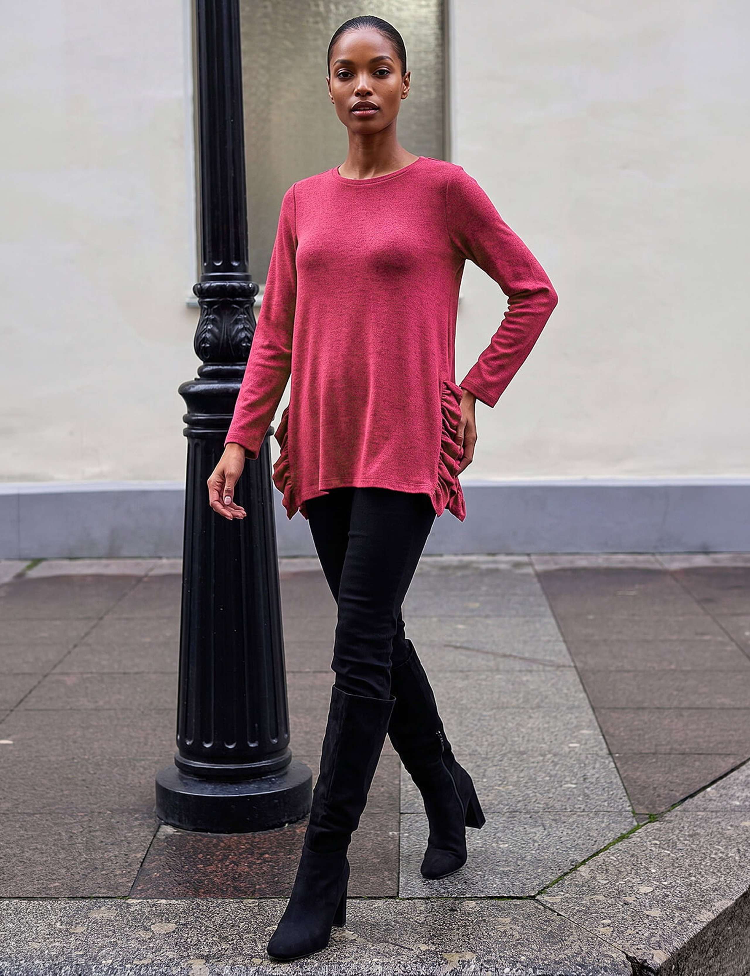 Jersey Side Ruffle Tunic Top 2 of 4
