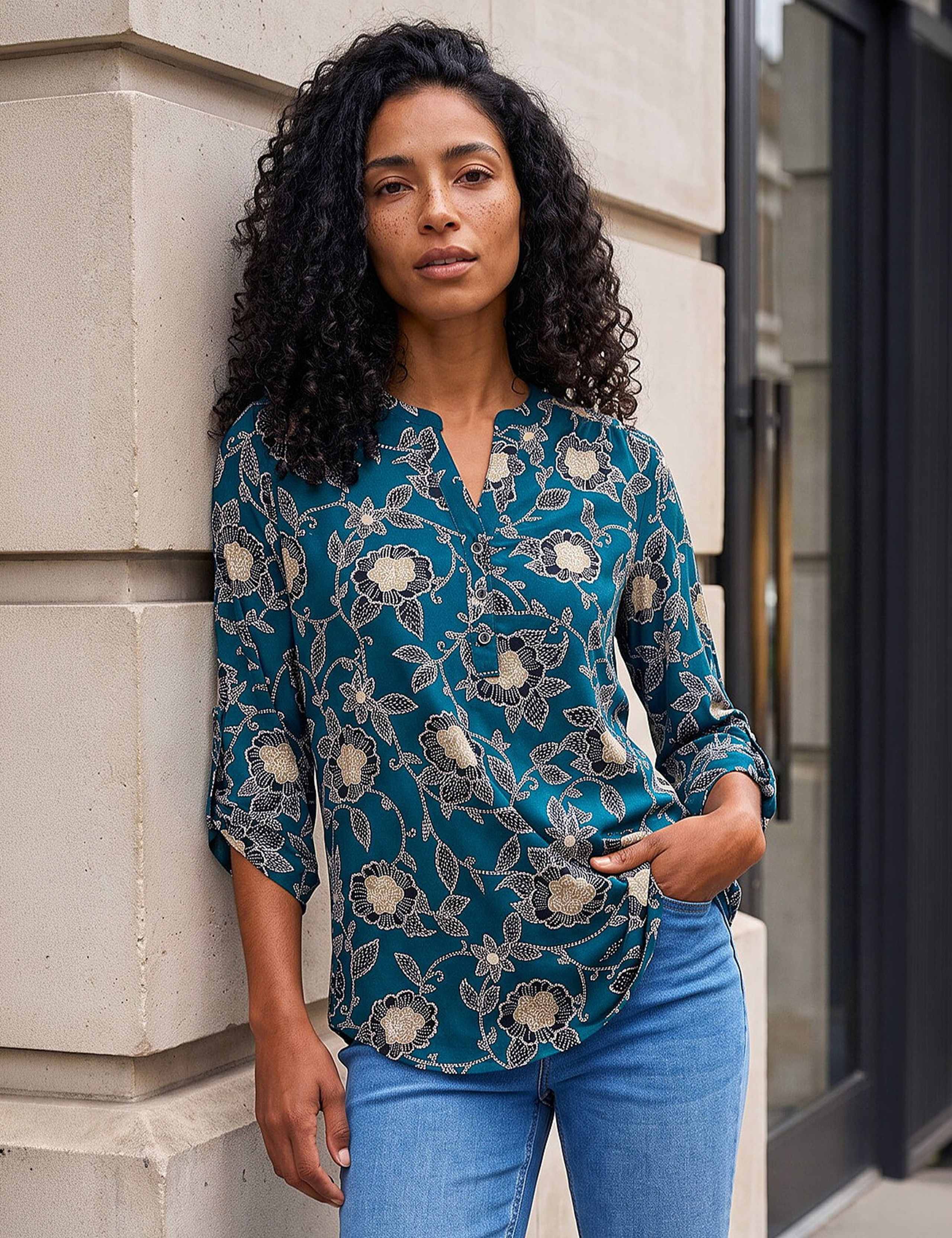 Floral Notch Neck Shirt 3 of 4