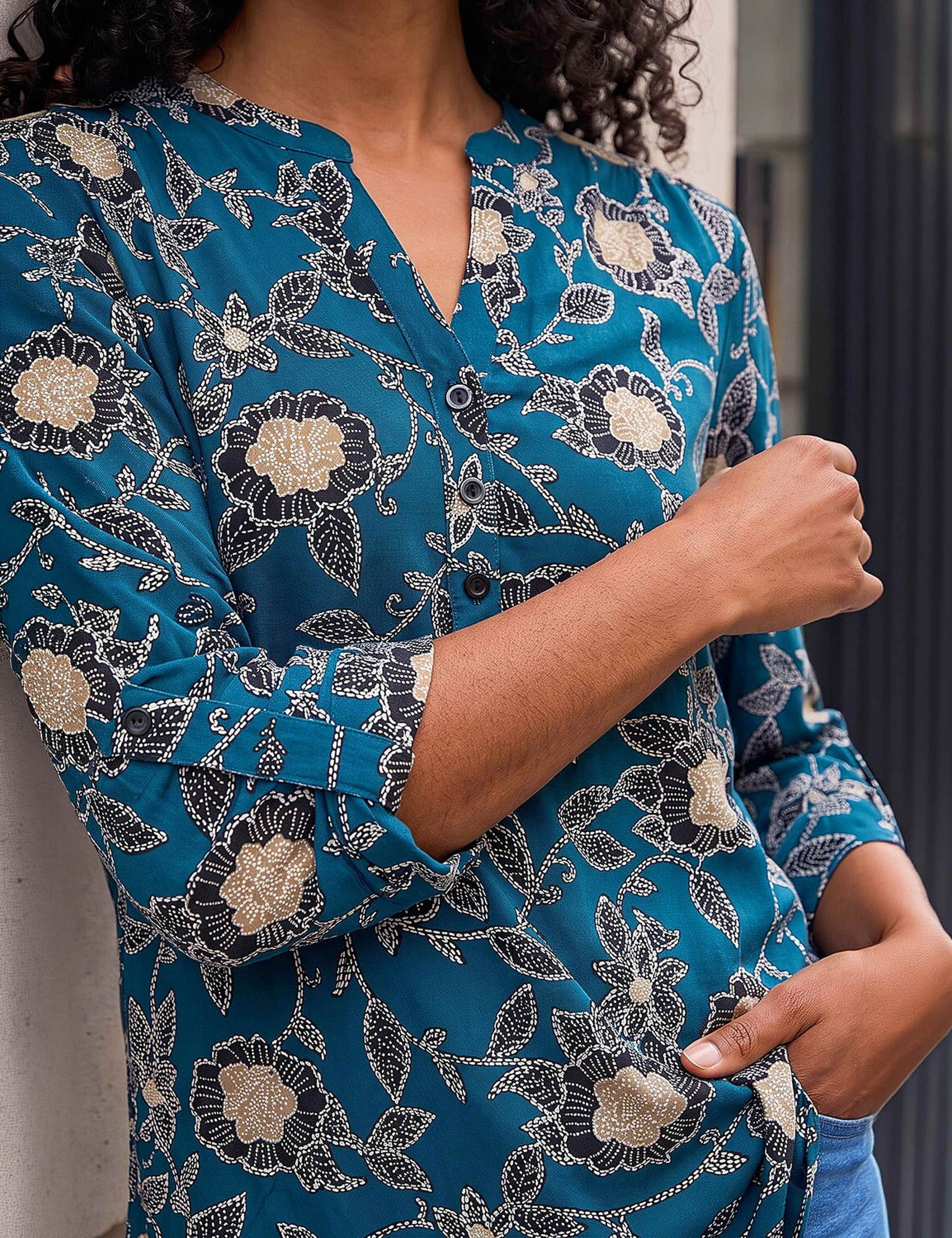 Floral Notch Neck Shirt 4 of 4