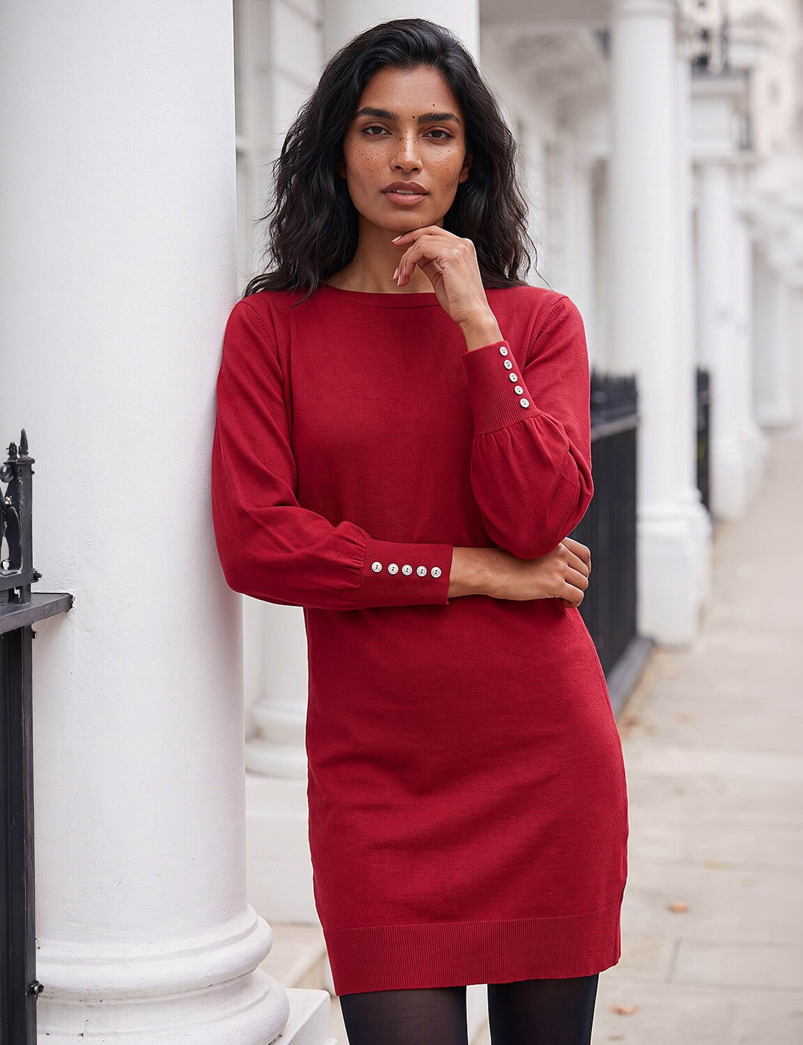 Knitted Knee Length Jumper Dress 1 of 4