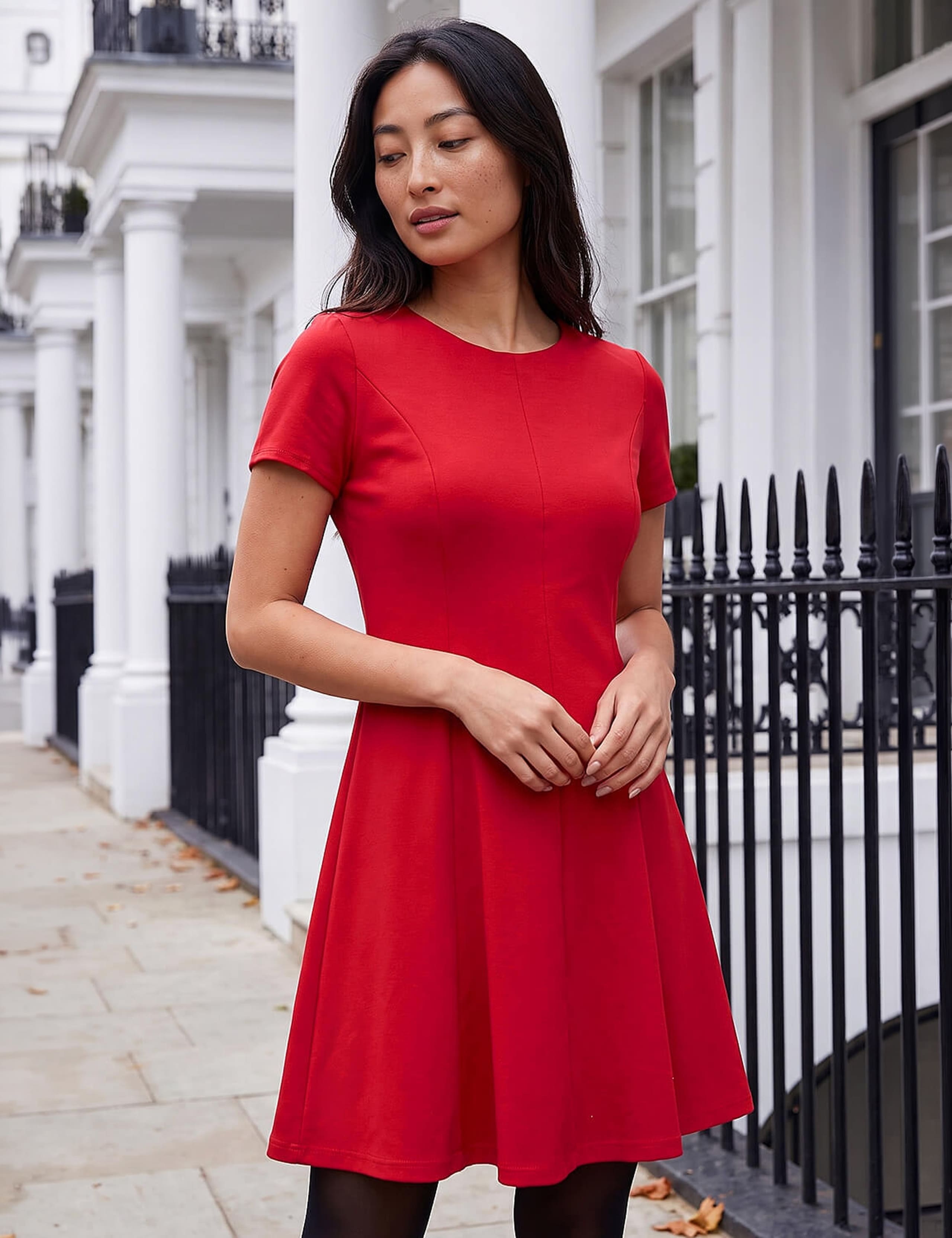 Petite Ponte Skater Mini Dress 1 of 4