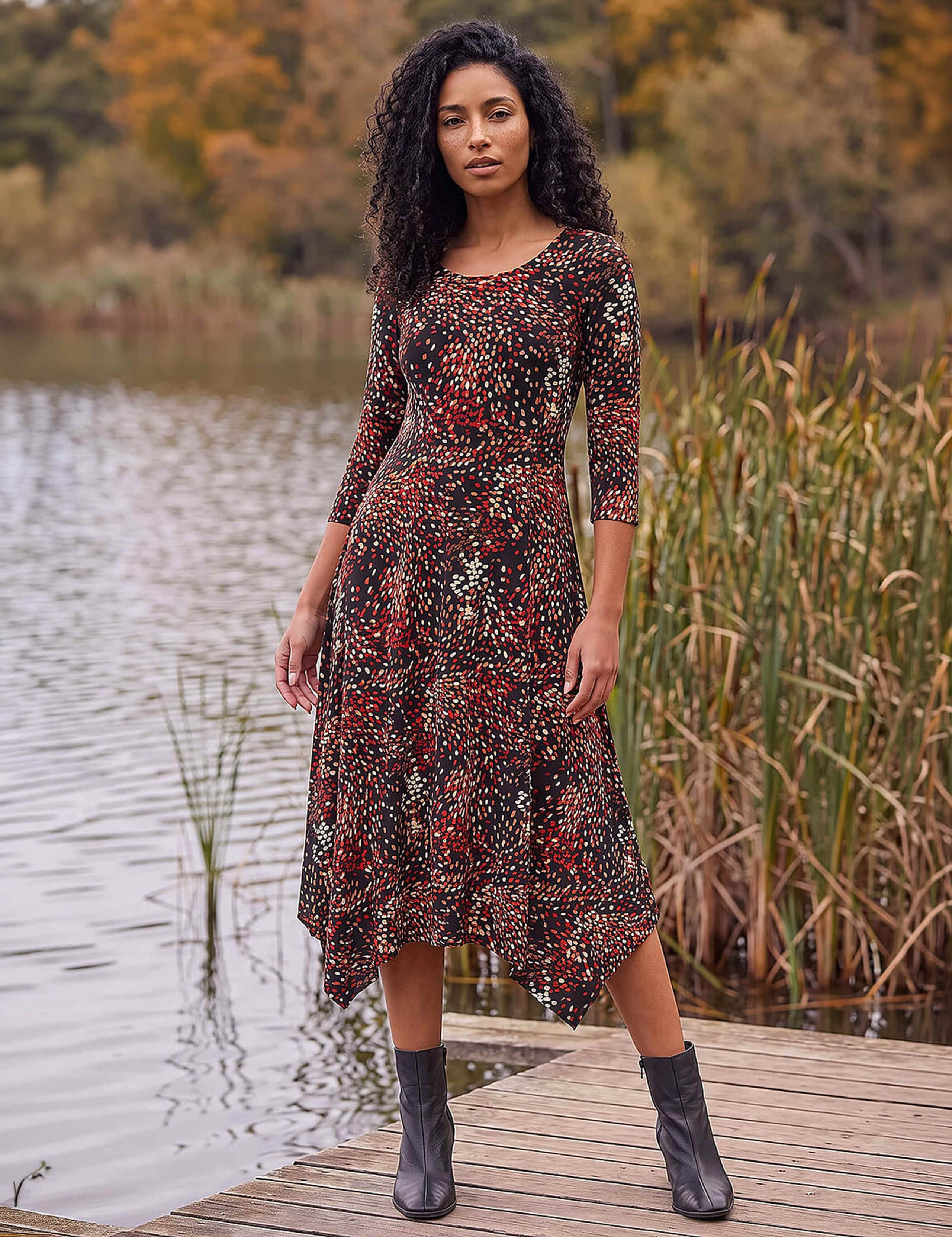 Printed Knee Length Skater Dress 3 of 4