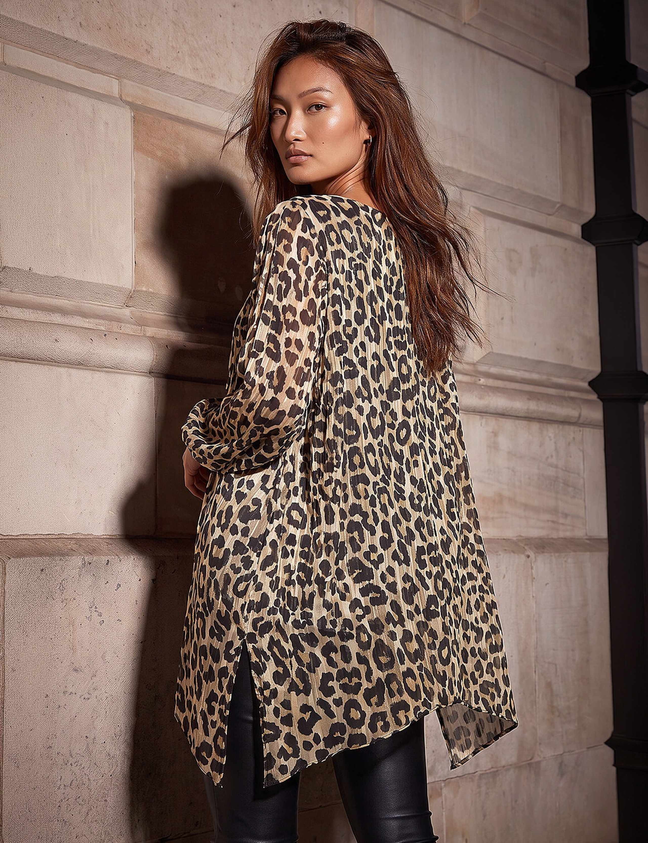 Metallic Animal Print Asymmetric Tunic Top 3 of 4