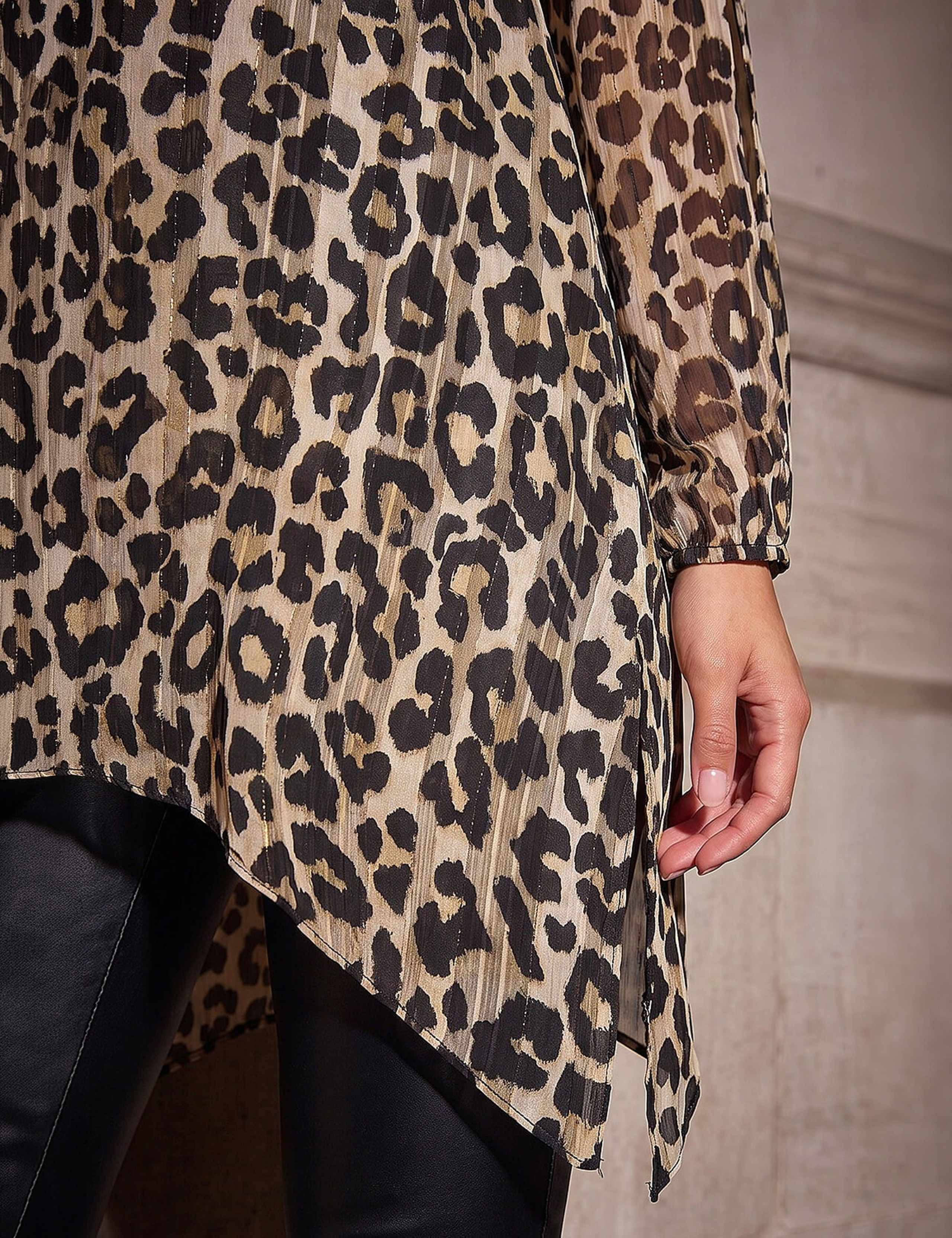 Metallic Animal Print Asymmetric Tunic Top 4 of 4