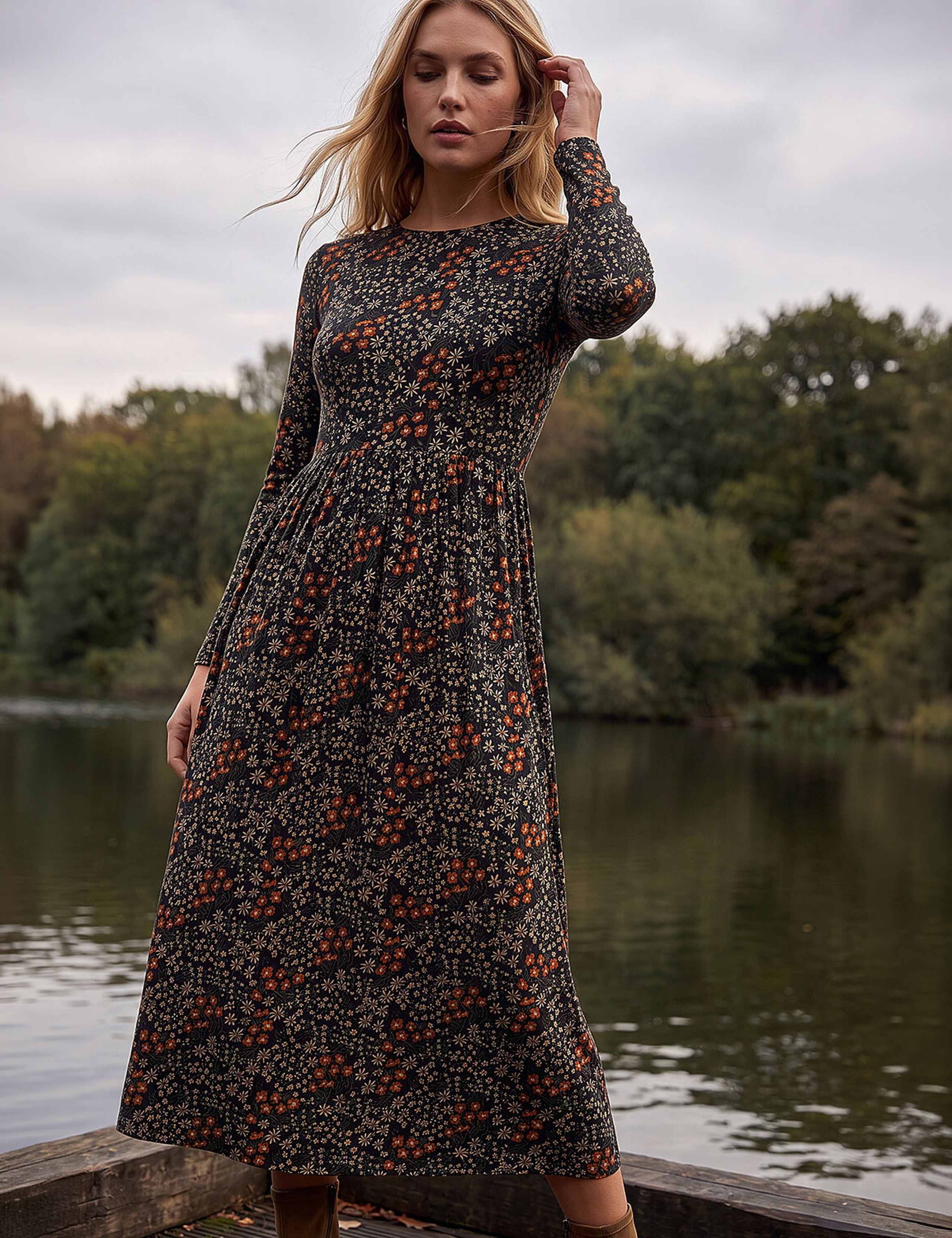 Jersey Floral Midi Dress 2 of 4