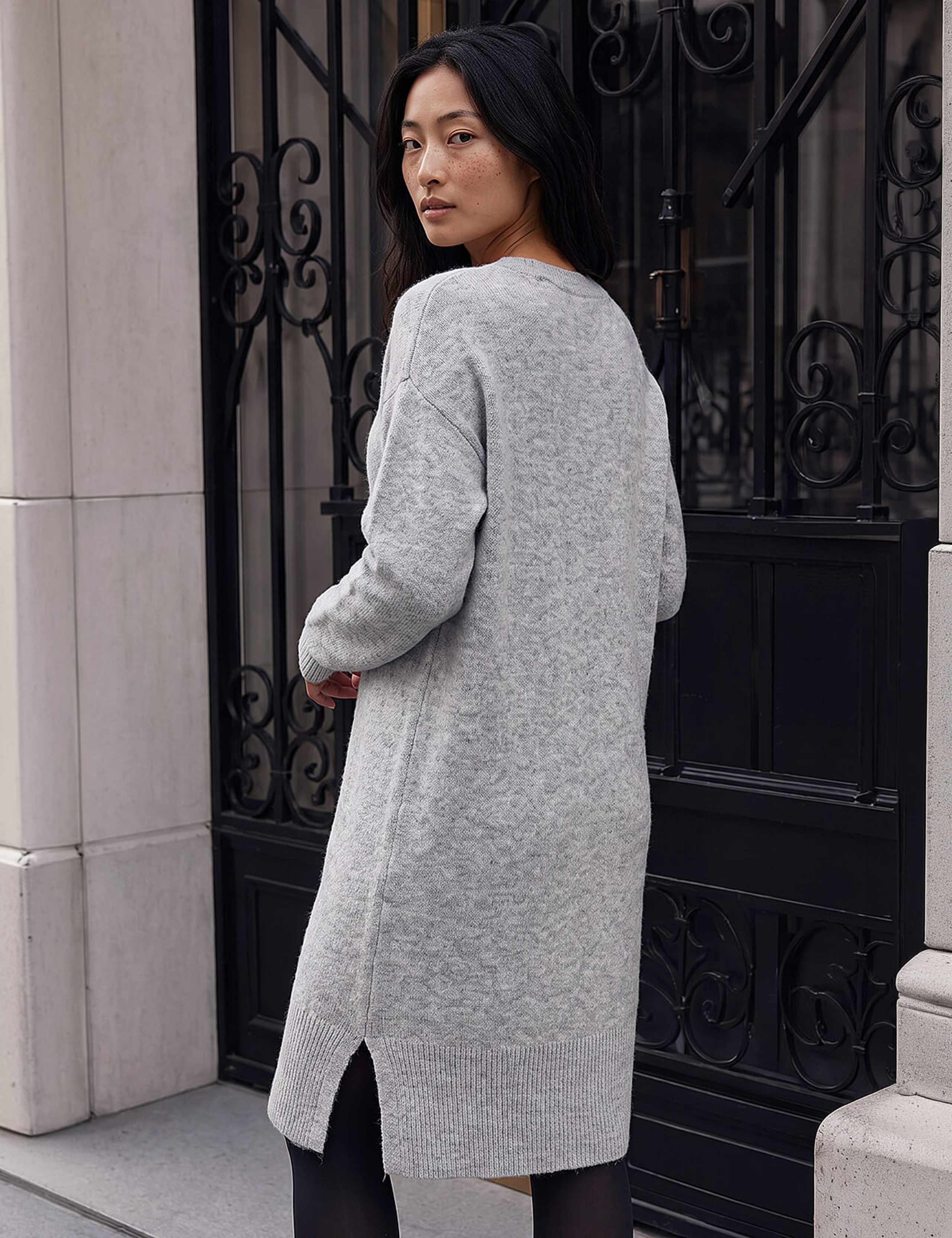 Knitted Pintuck Knee Length Shift Dress 3 of 4